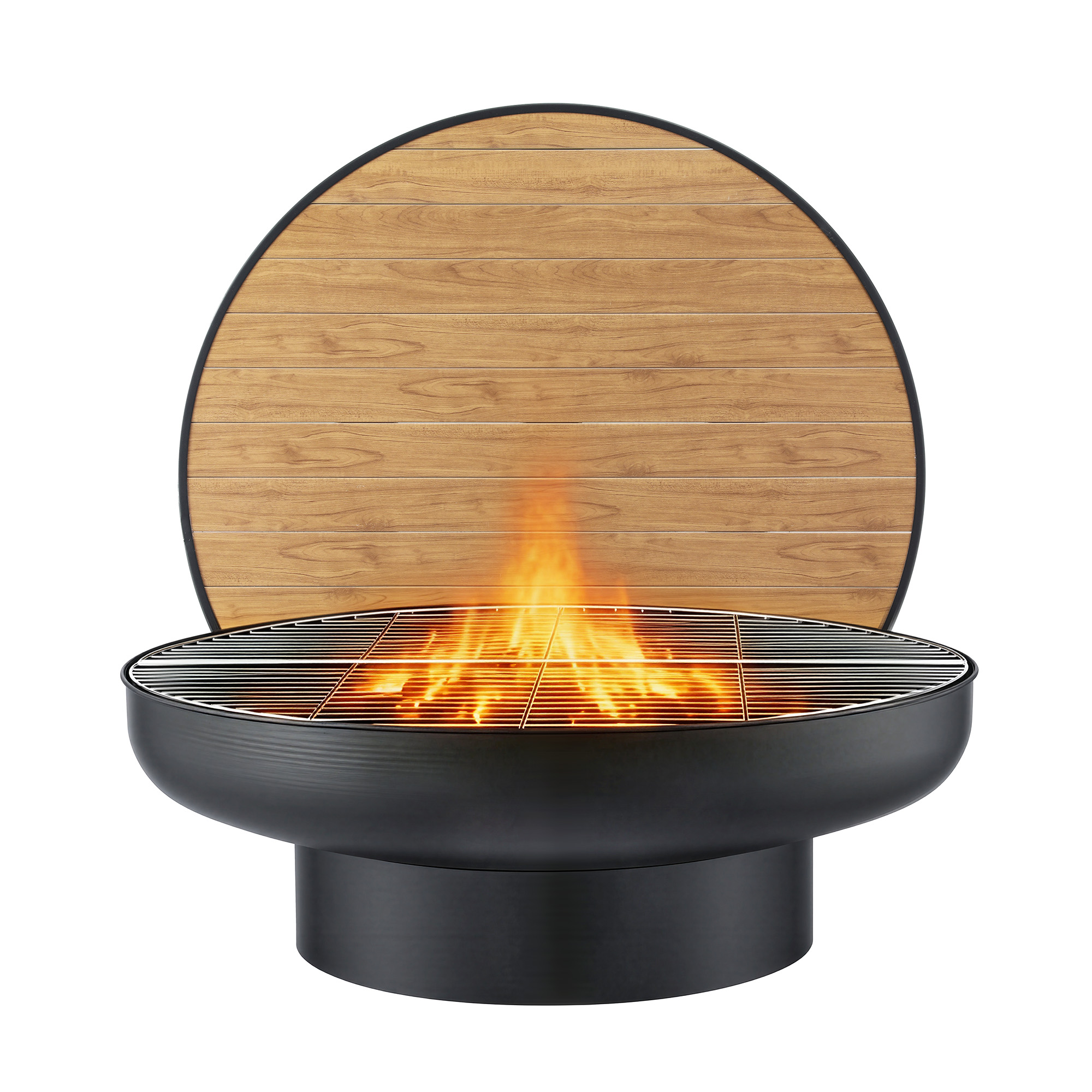 Grillz Fire Pit Table with Lid Deep Fire Bowl Wood Burning BBQ Grill for Backyard Camping Patio Picnic - Image 7