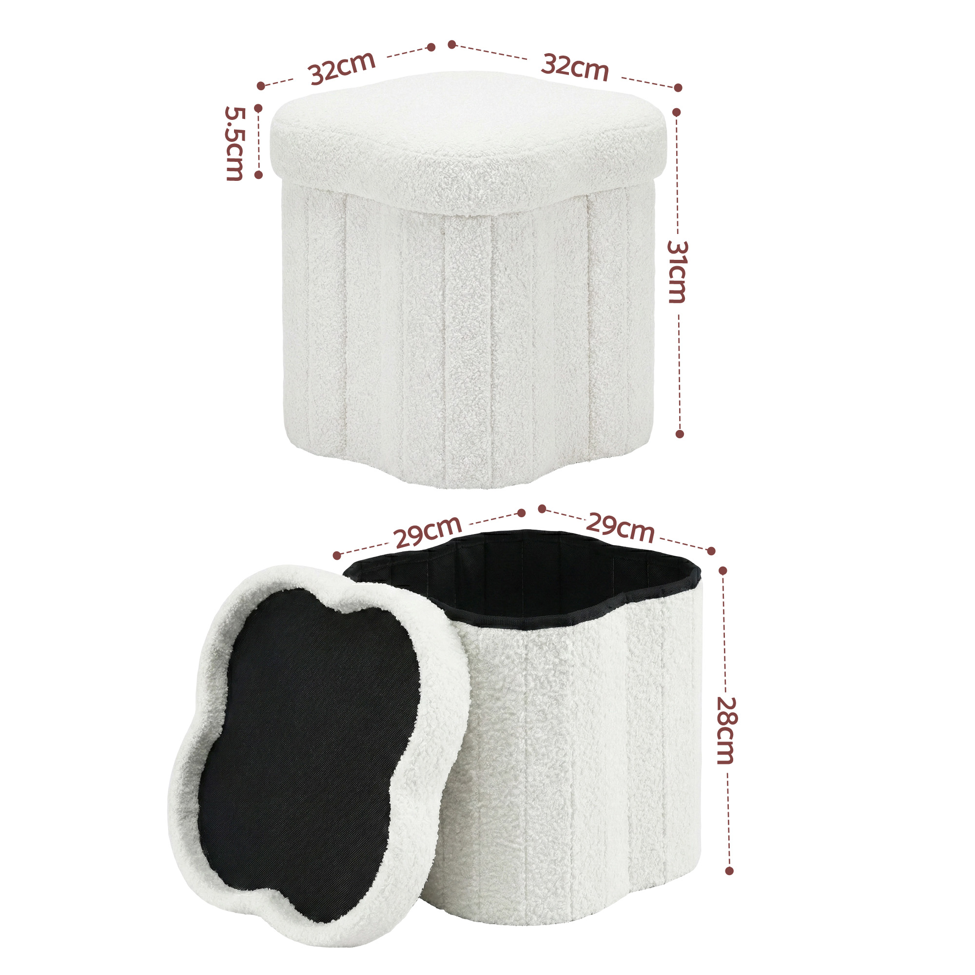 Artiss Storage Ottoman Foot Stool Foldable White - Image 2