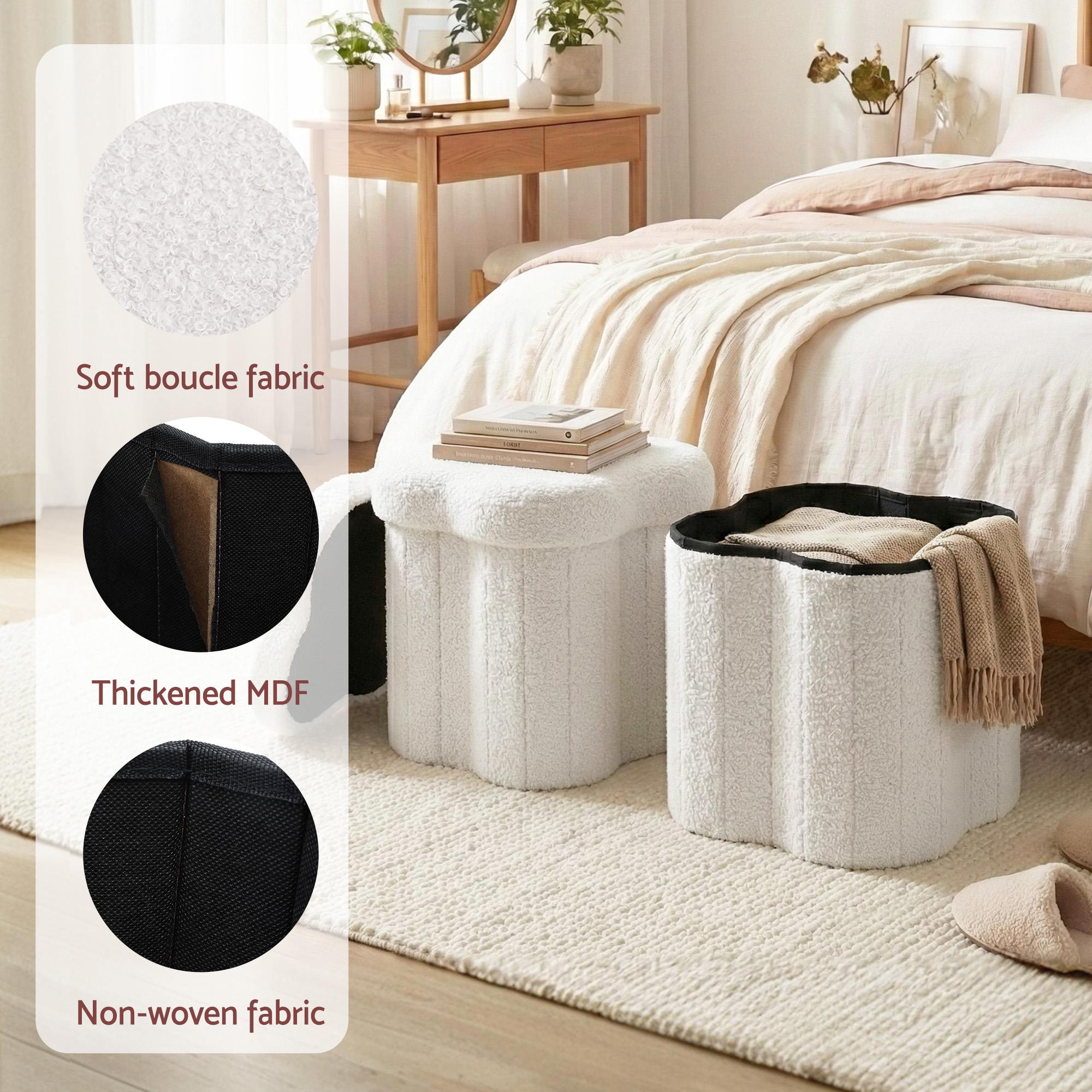 Artiss Storage Ottoman Foot Stool Foldable White - Image 6
