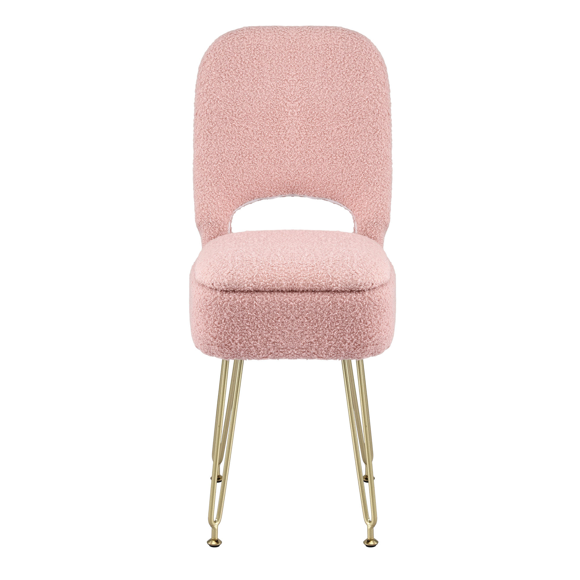 Artiss Storage Ottoman Vanity Stool Foot Stool Folding Back Pink - Image 3
