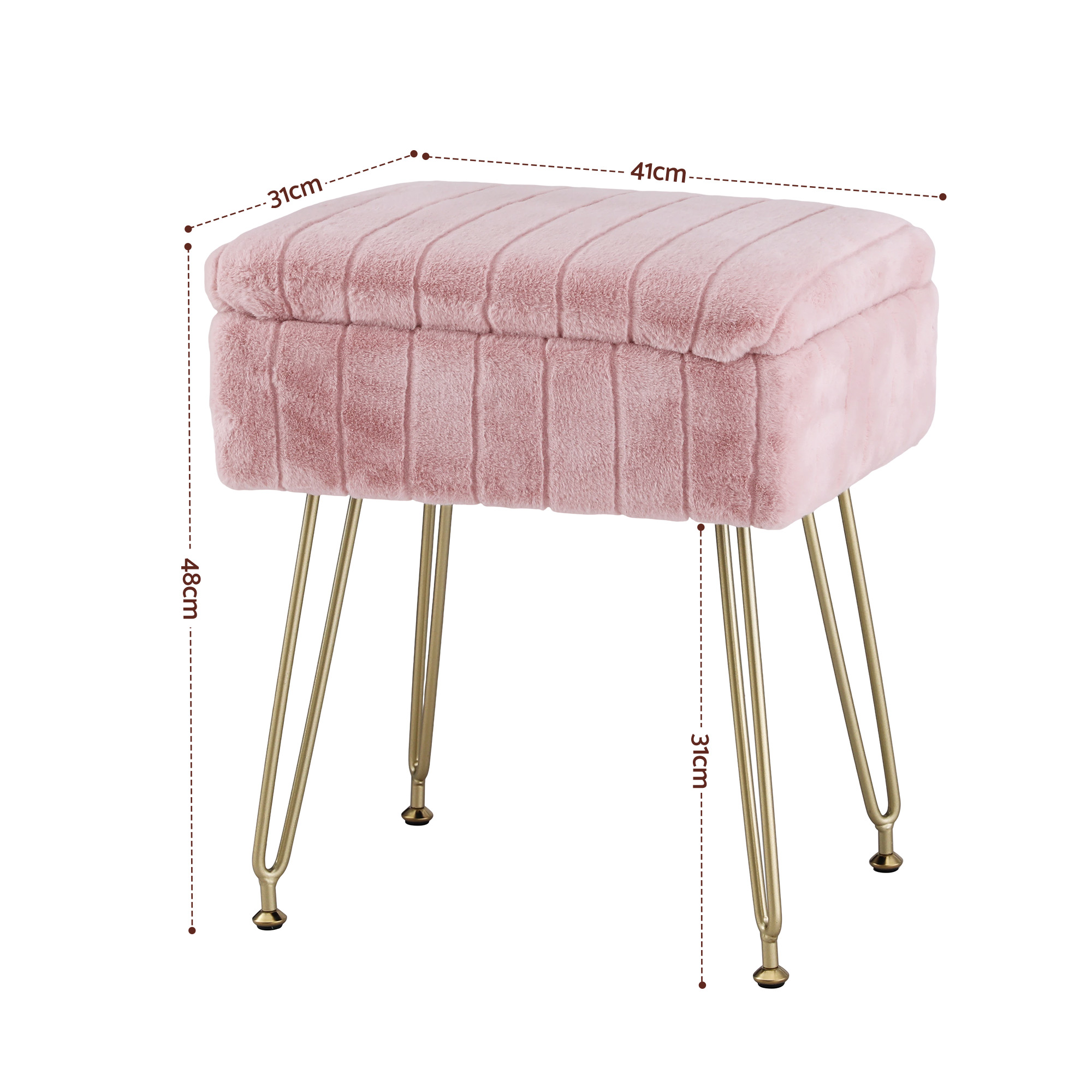 Artiss Storage Ottoman Vanity Foot Stool Pink - Image 2