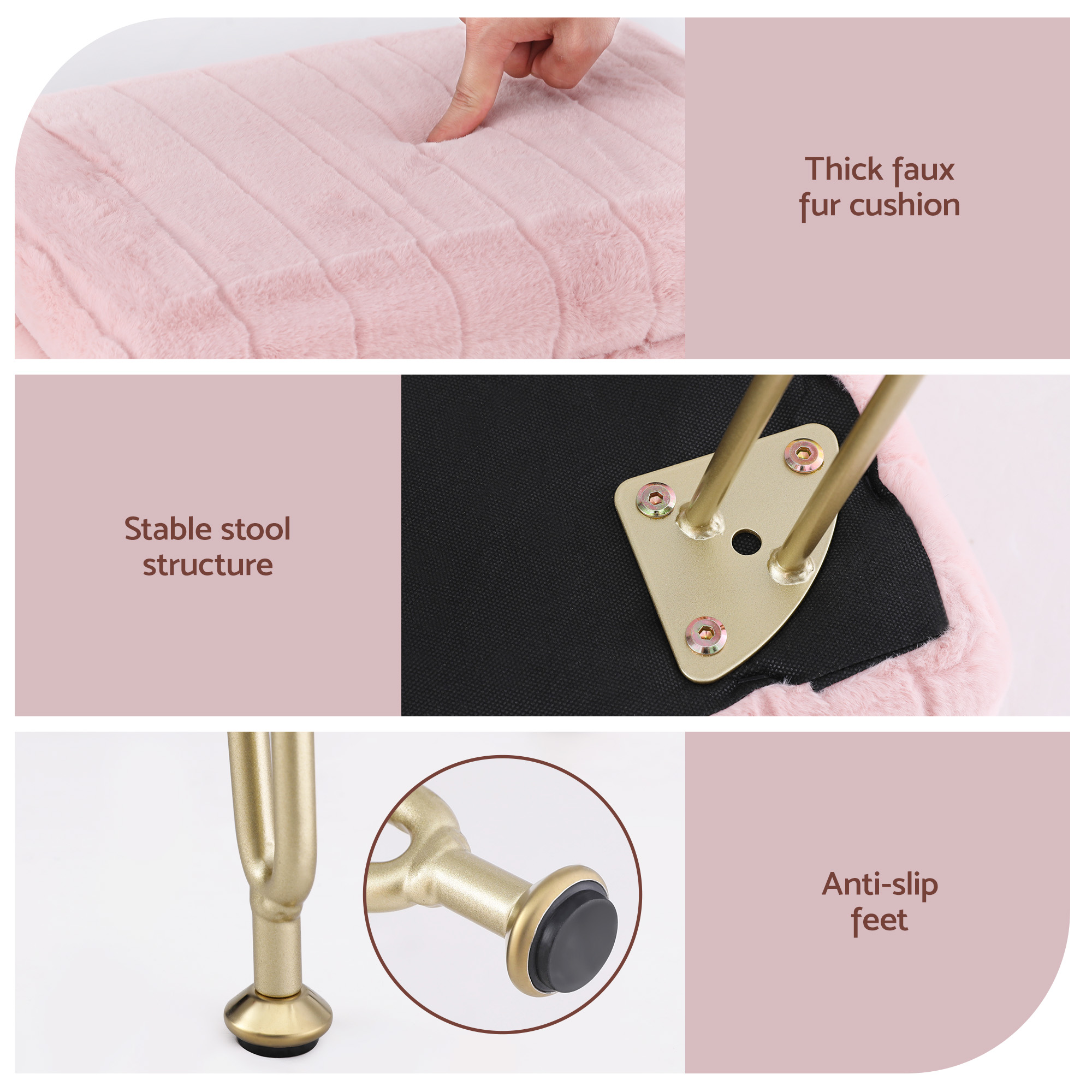 Artiss Storage Ottoman Vanity Foot Stool Pink - Image 6