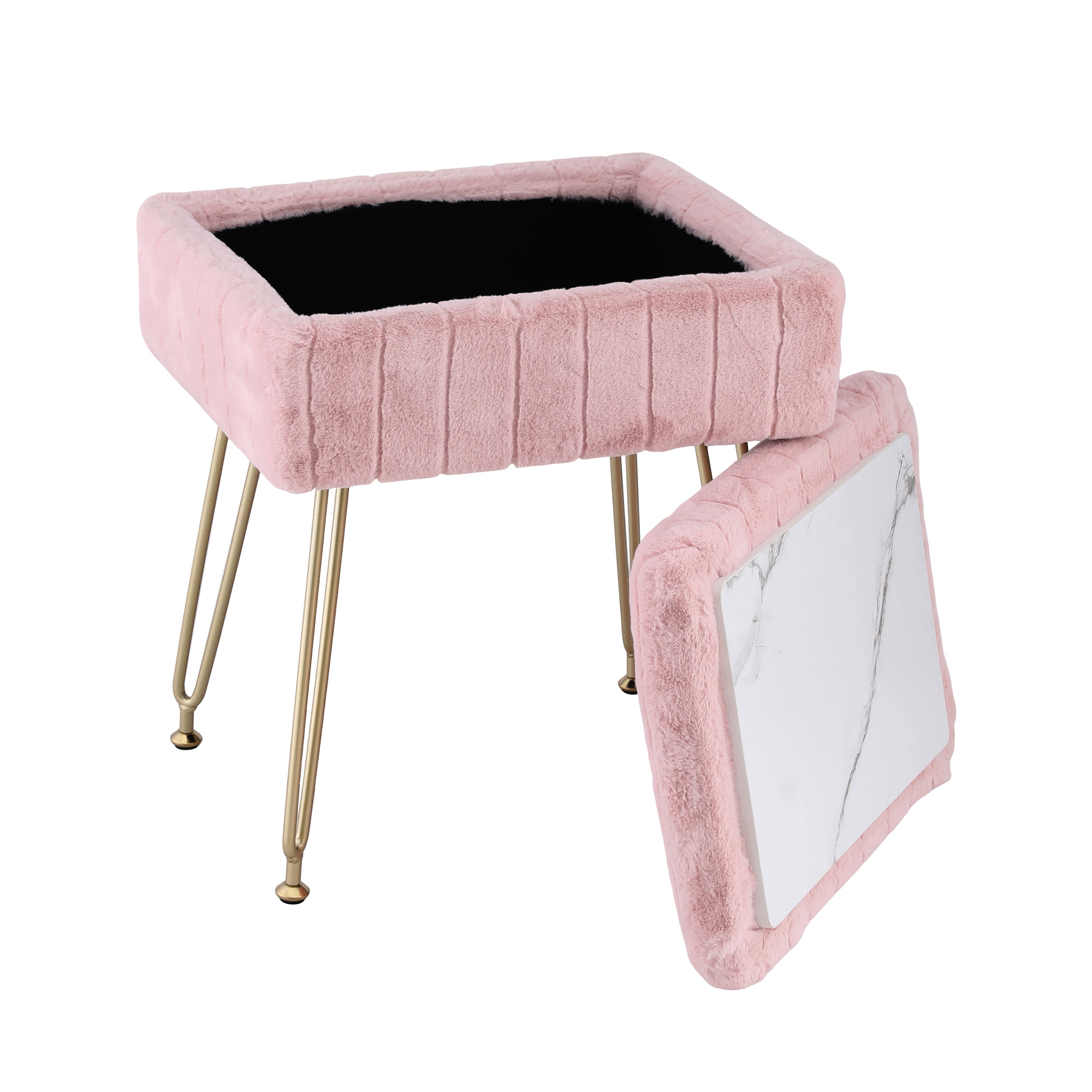 Artiss Storage Ottoman Vanity Foot Stool Pink - Image 8
