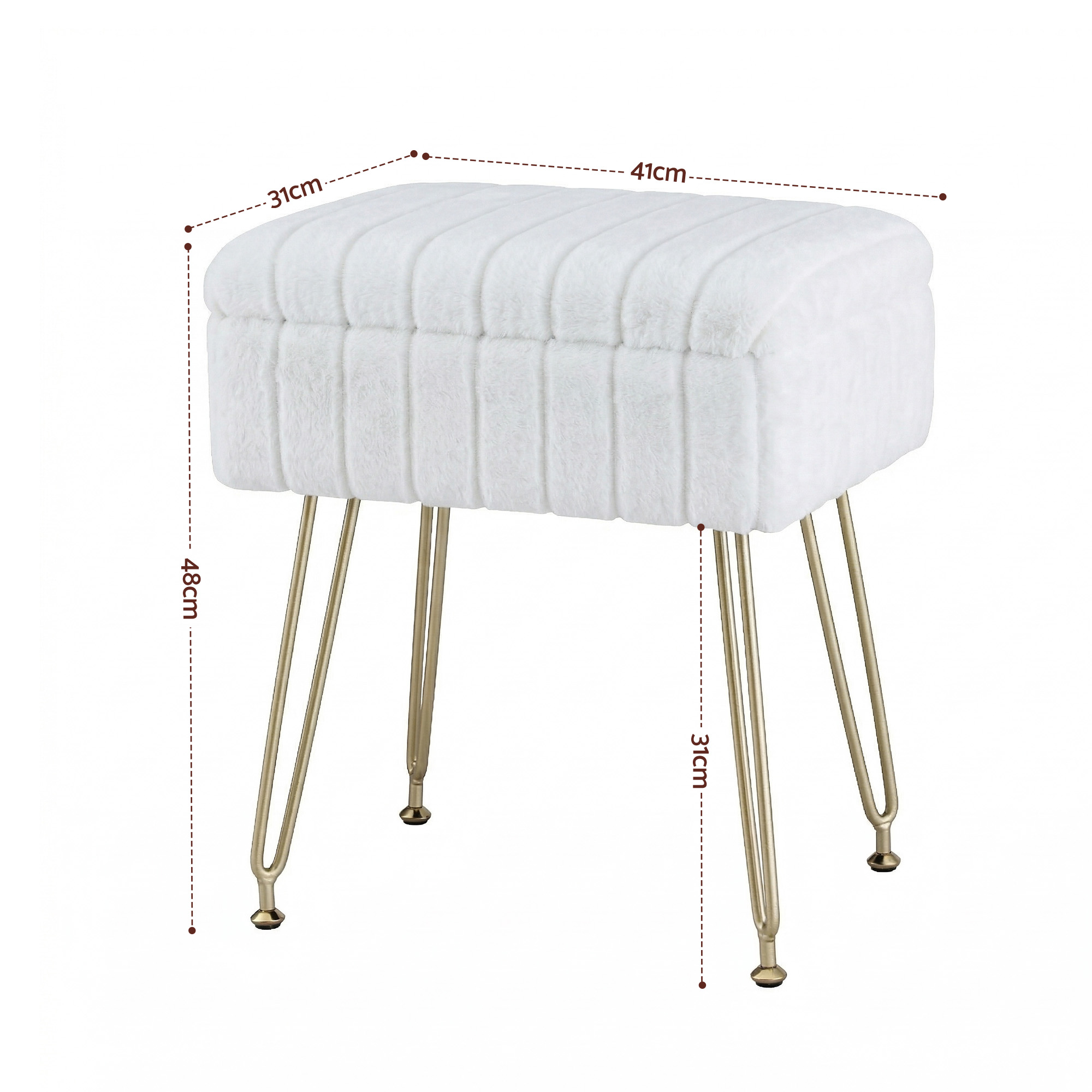 Artiss Storage Ottoman Vanity Foot Stool White - Image 2