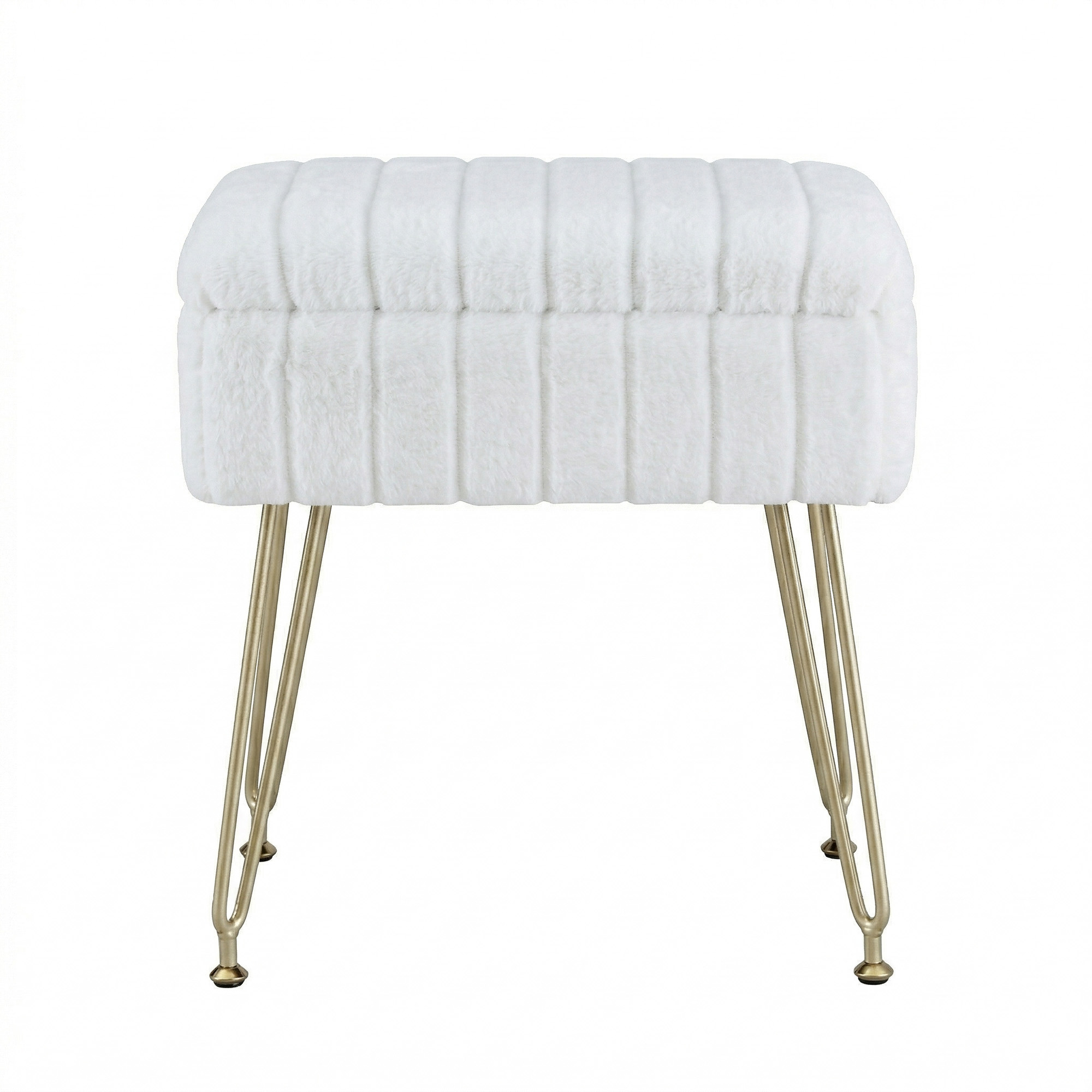Artiss Storage Ottoman Vanity Foot Stool White - Image 3