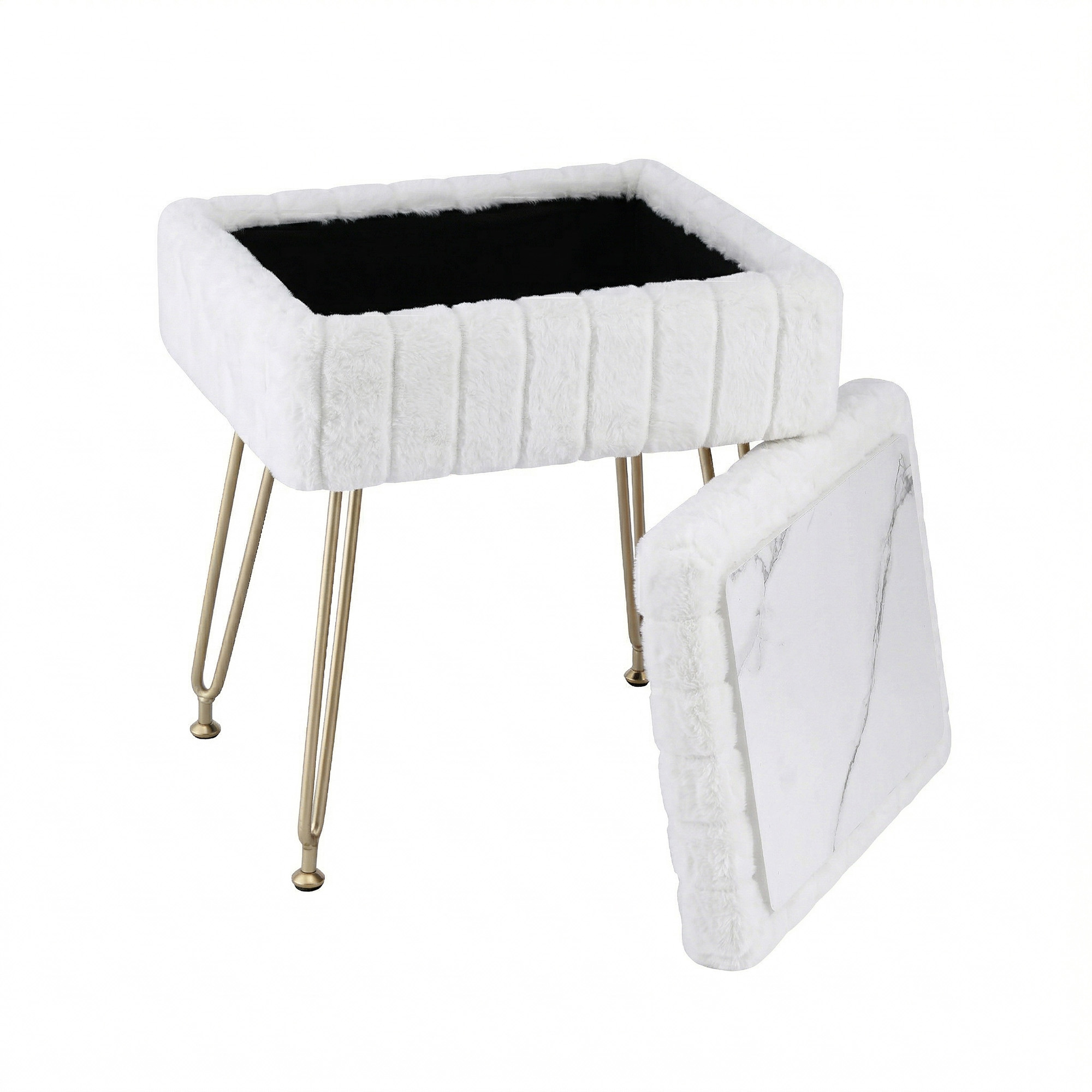 Artiss Storage Ottoman Vanity Foot Stool White - Image 8