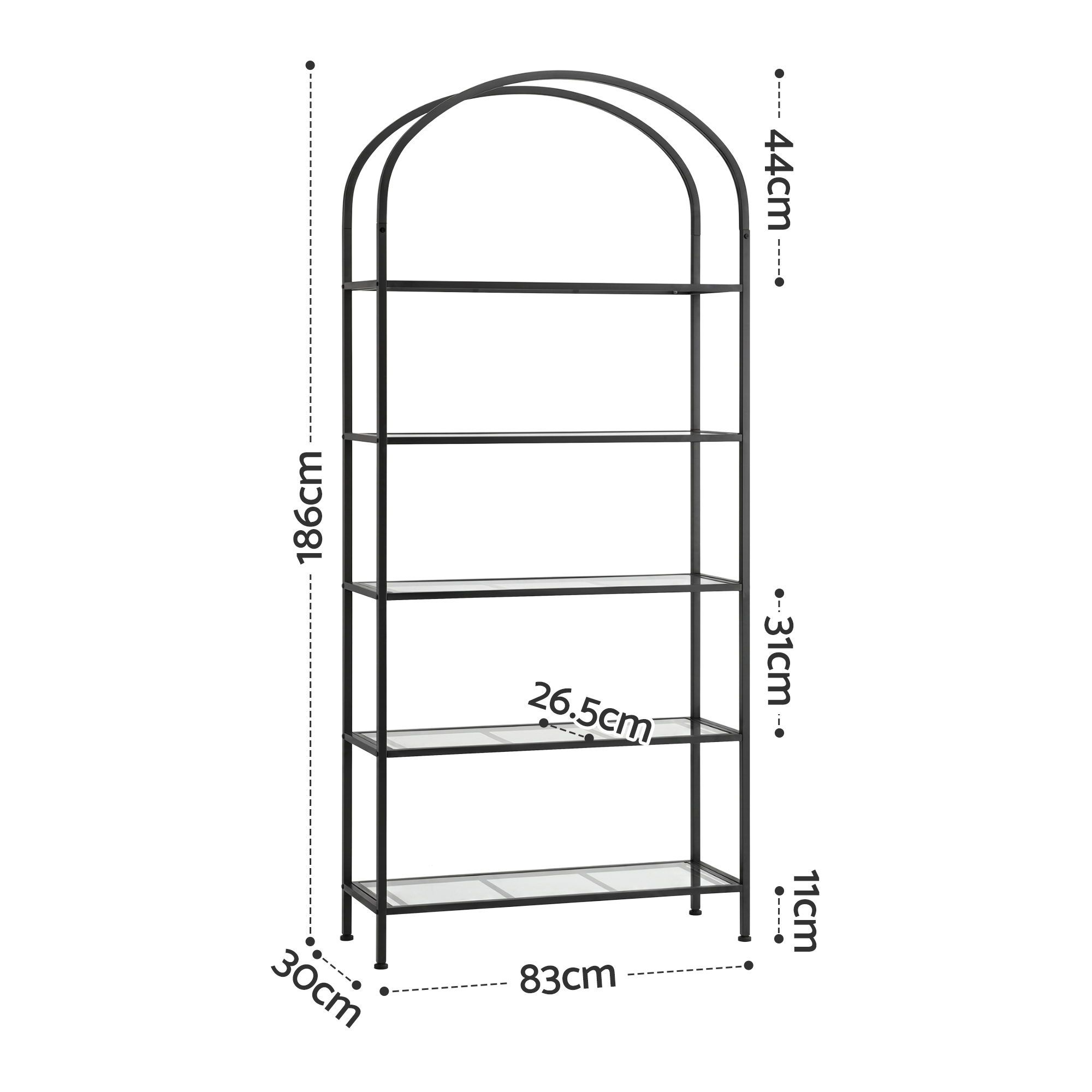 Artiss 5 Tiers Bookshelf Industrial Etagere Bookcase Display Shelf Black - Image 3