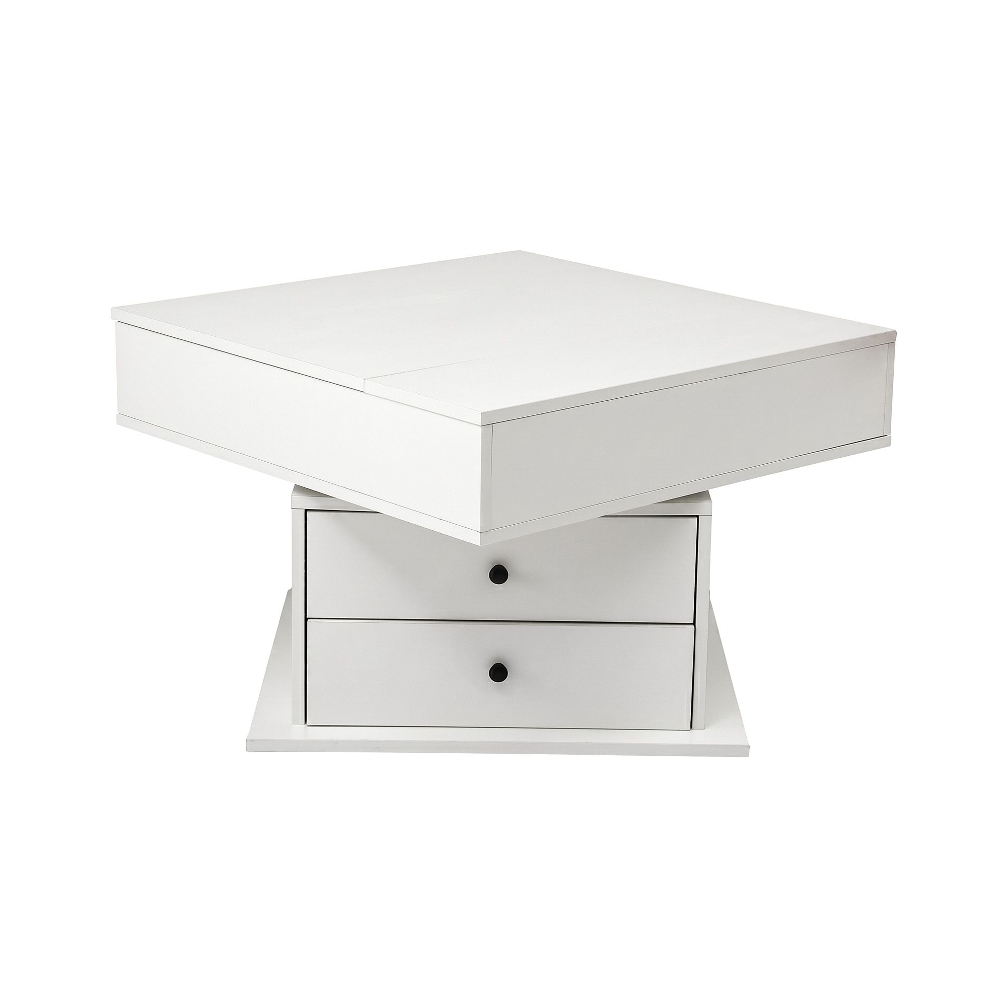 Artiss Lift Top Coffee Table Centre Table with Rotating Top Hidden Storage White - Image 4