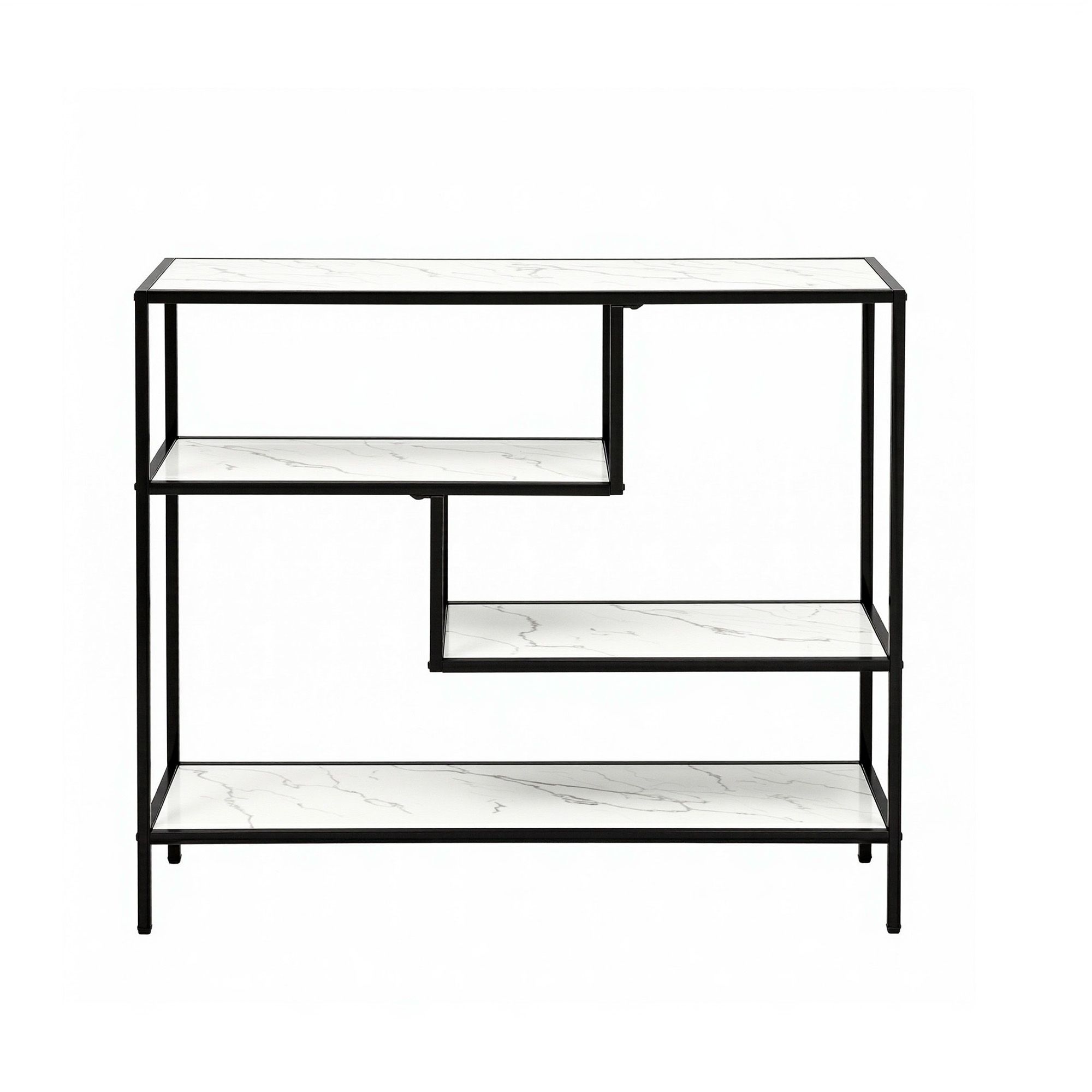 Artiss Console Table Entryway Hallway Marble Effect 4-Tier Storage Shelves White - Image 5