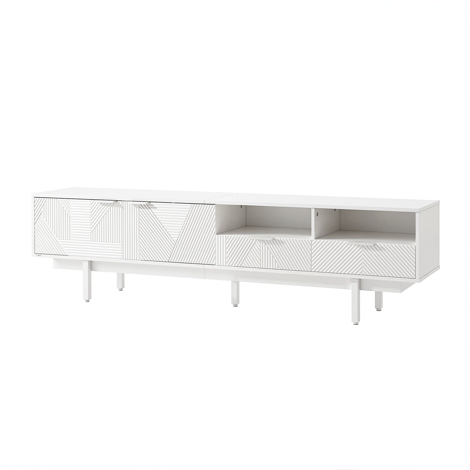 Artiss TV Unit Entertainment Unit Storage Cabinet Drawer 200cm White - Image 2