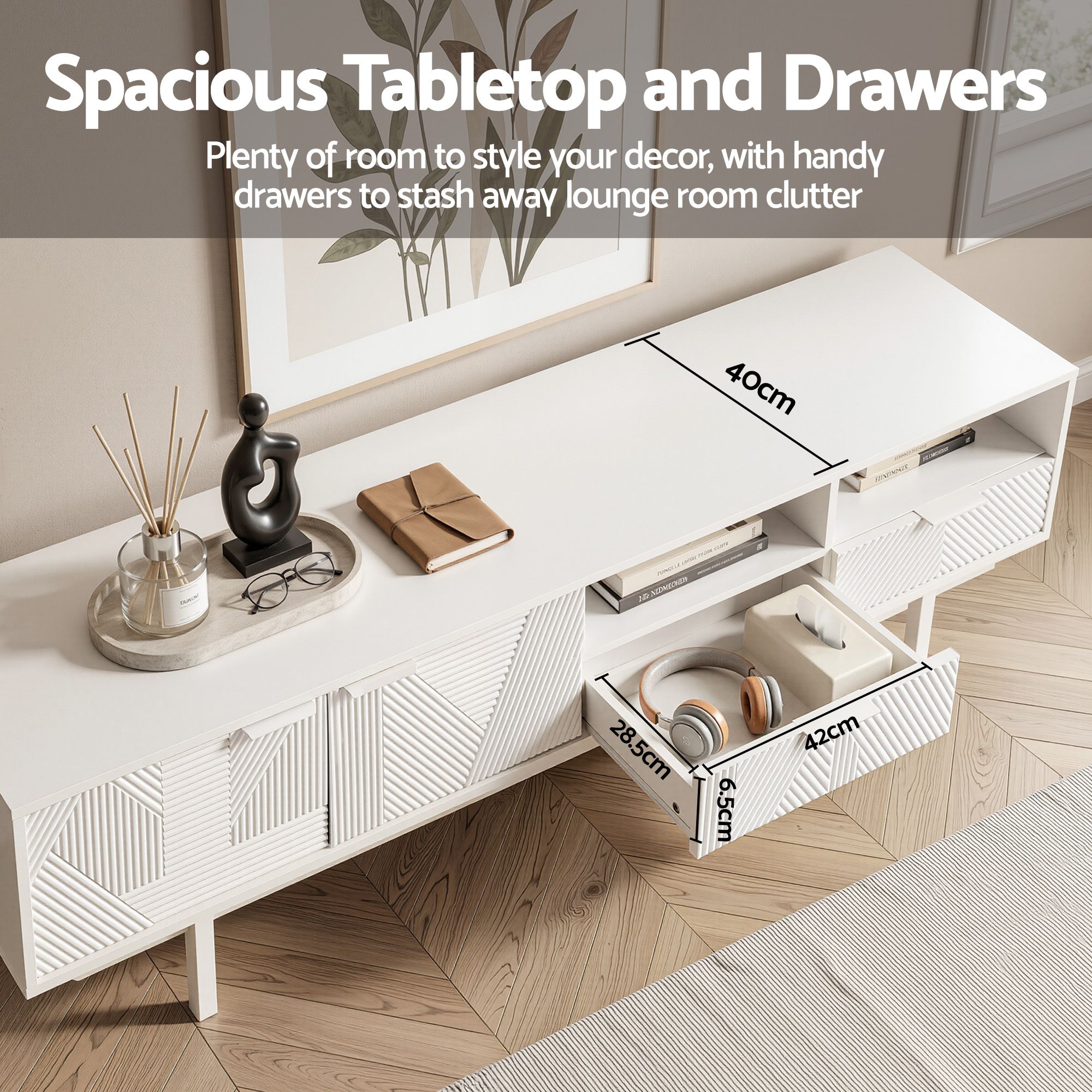 Artiss TV Unit Entertainment Unit Storage Cabinet Drawer 200cm White - Image 7
