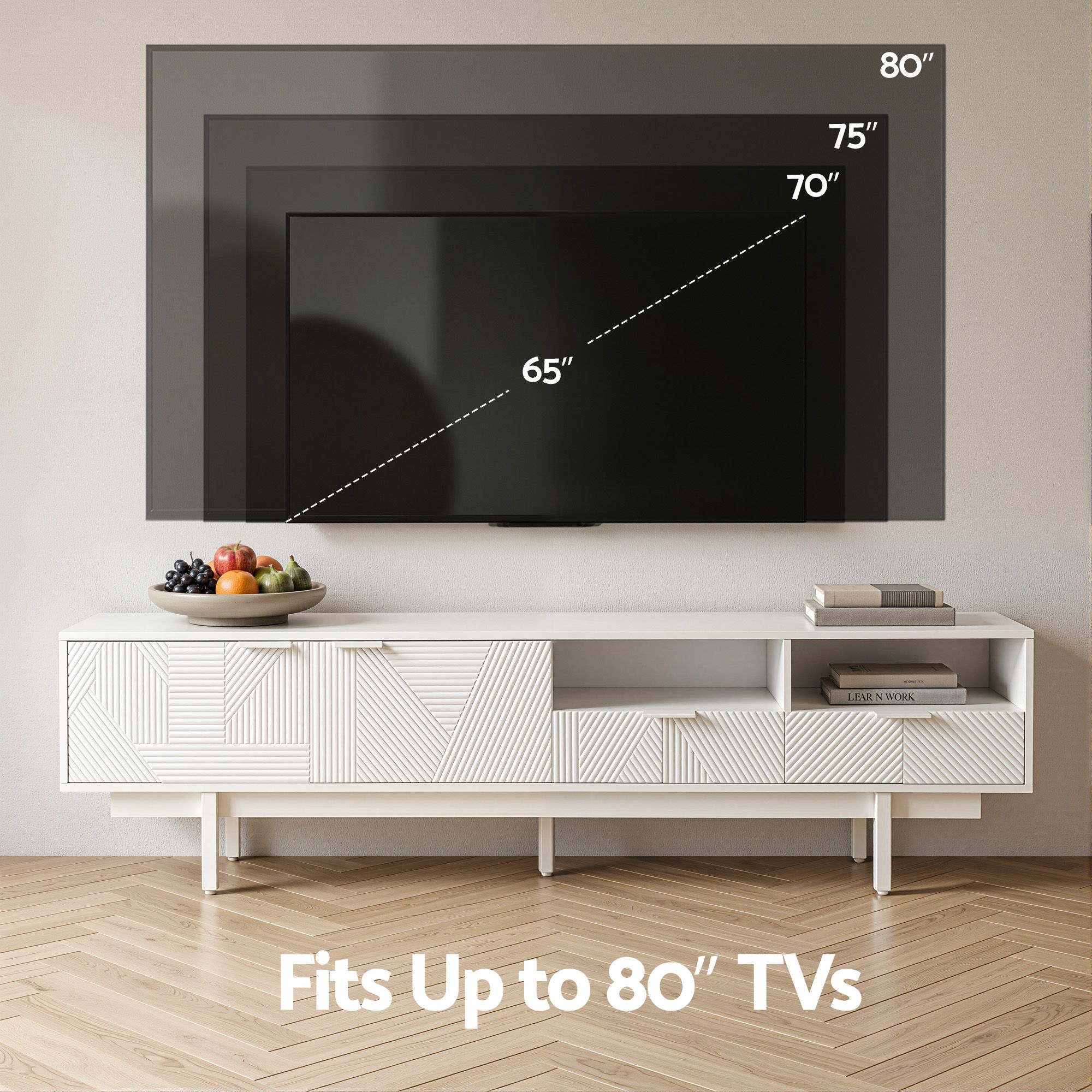 Artiss TV Unit Entertainment Unit Storage Cabinet Drawer 200cm White - Image 8