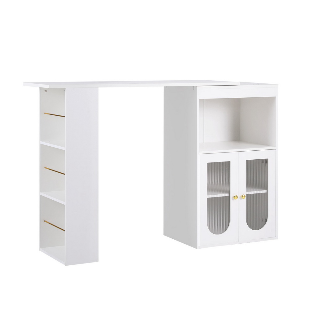 Artiss Bar Table Storage Cabinet Dining Wine Rack Home Office Desk Extendable - Image 3