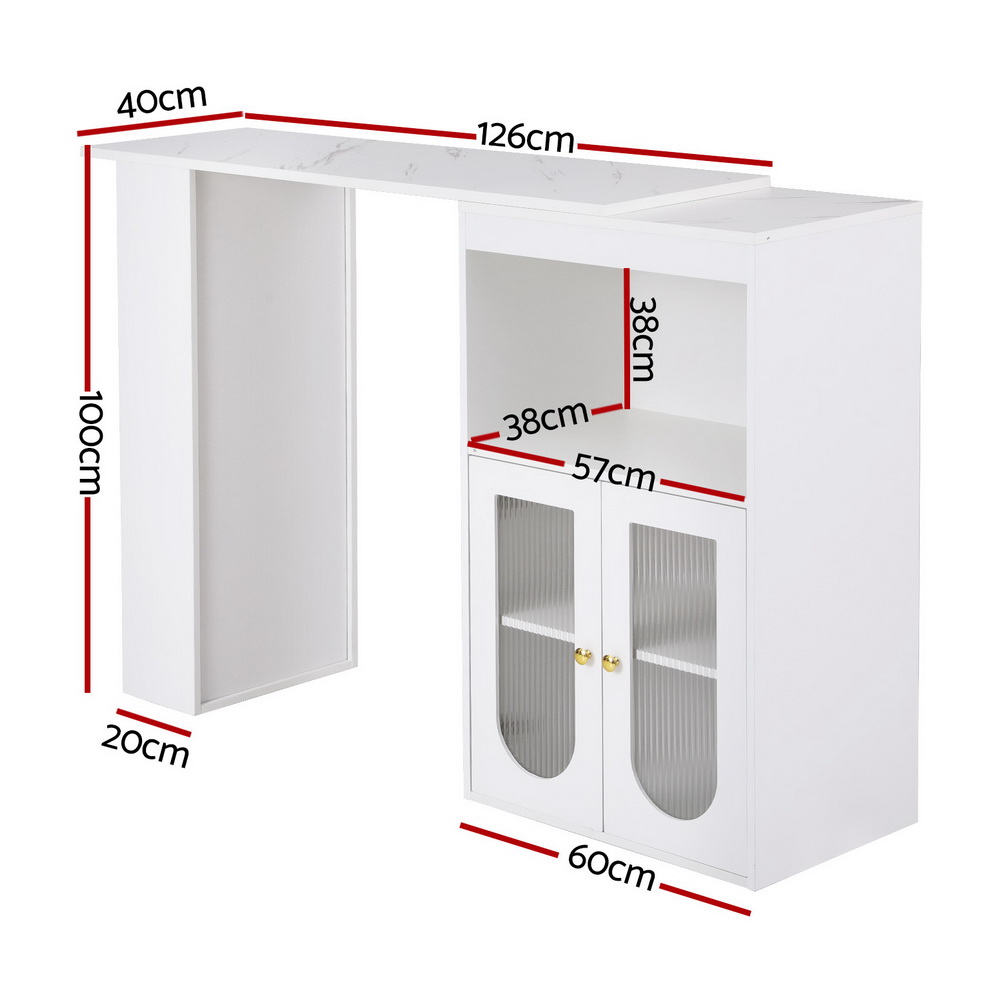Artiss Bar Table Storage Cabinet Dining Wine Rack Home Office Desk Extendable - Image 4