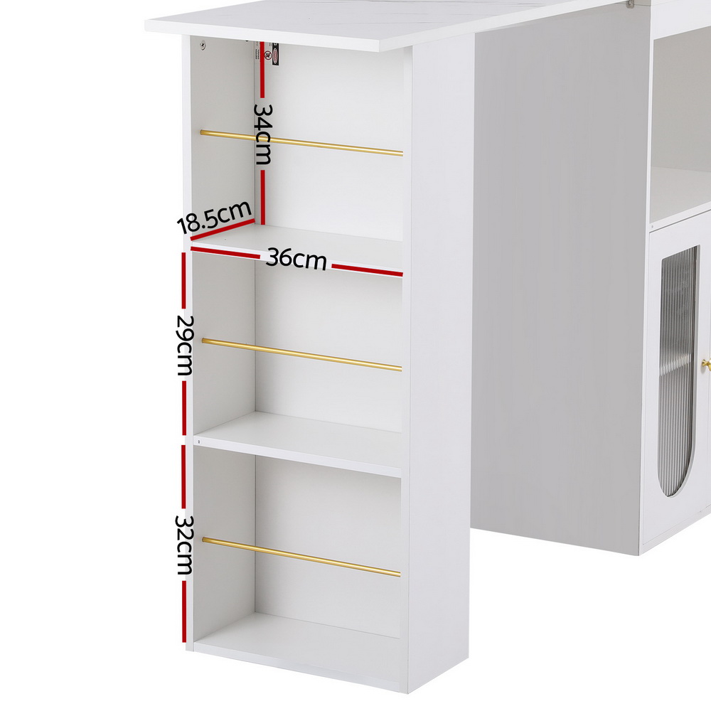 Artiss Bar Table Storage Cabinet Dining Wine Rack Home Office Desk Extendable - Image 5