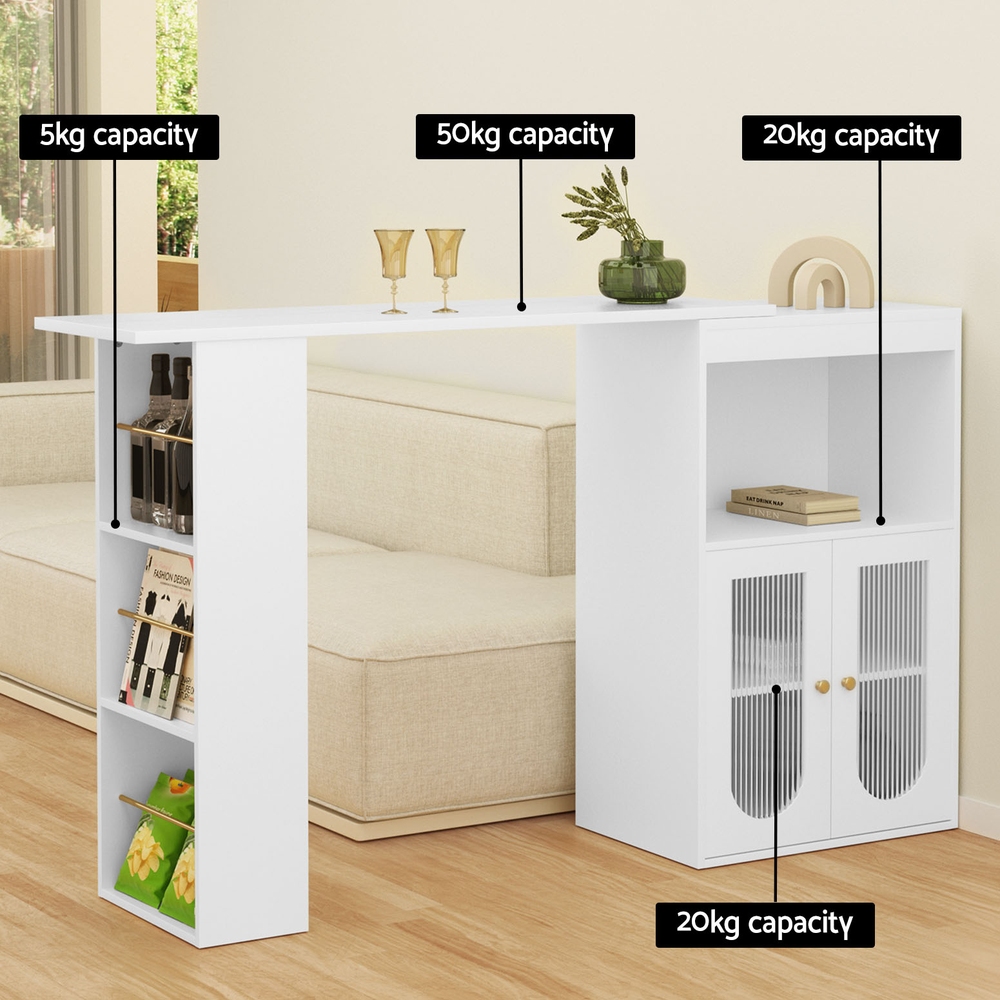 Artiss Bar Table Storage Cabinet Dining Wine Rack Home Office Desk Extendable - Image 8