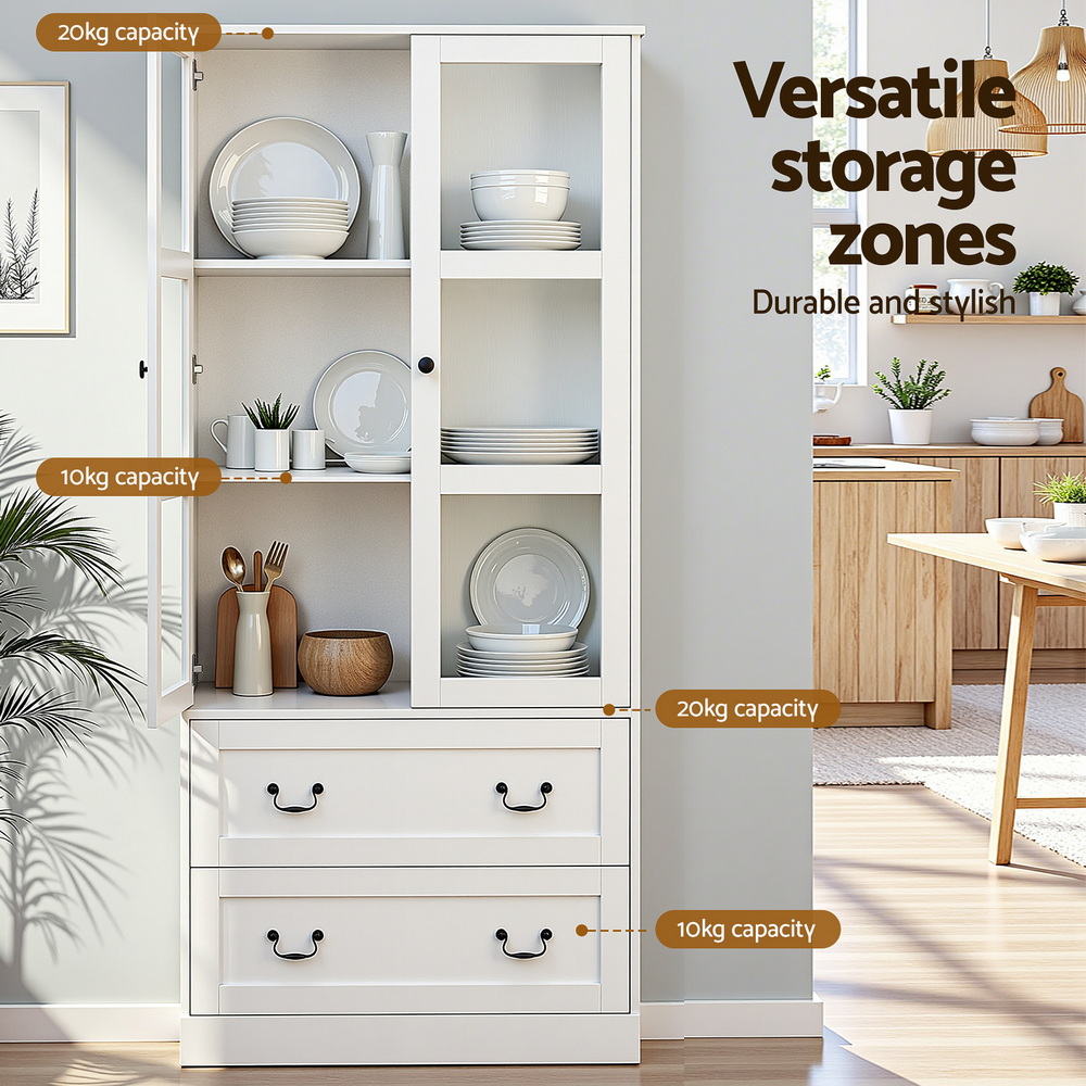 Artiss Buffet Sideboard 180cm Hutch Storage Cabinet Kitchen Drawer Door White - Image 5