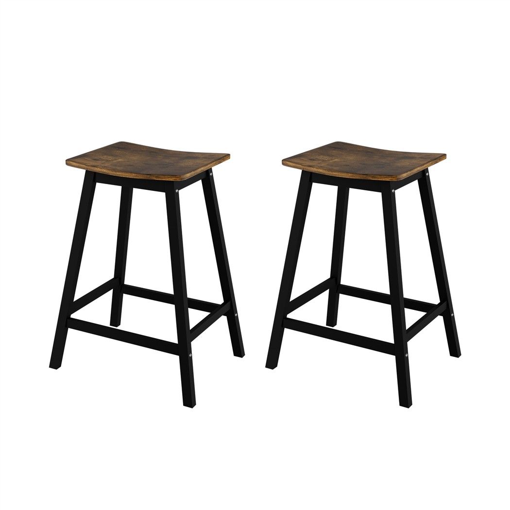 Artiss Bar Stools Set of 2 Kitchen Counter Stools Wooden Industrial Rustic Brown - Image 1