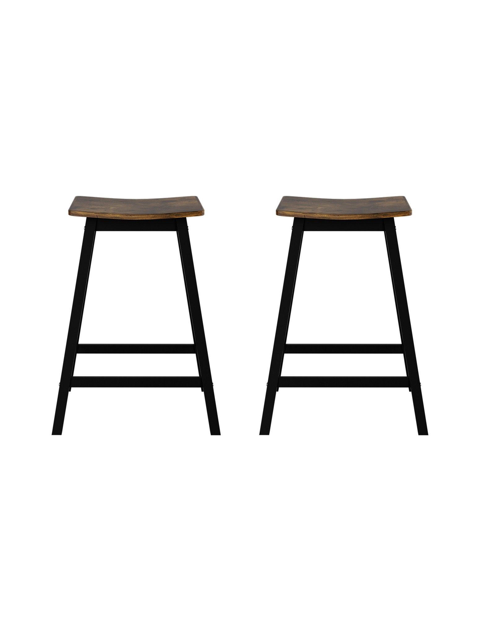 Artiss Bar Stools Set of 2 Kitchen Counter Stools Wooden Industrial Rustic Brown - Image 3