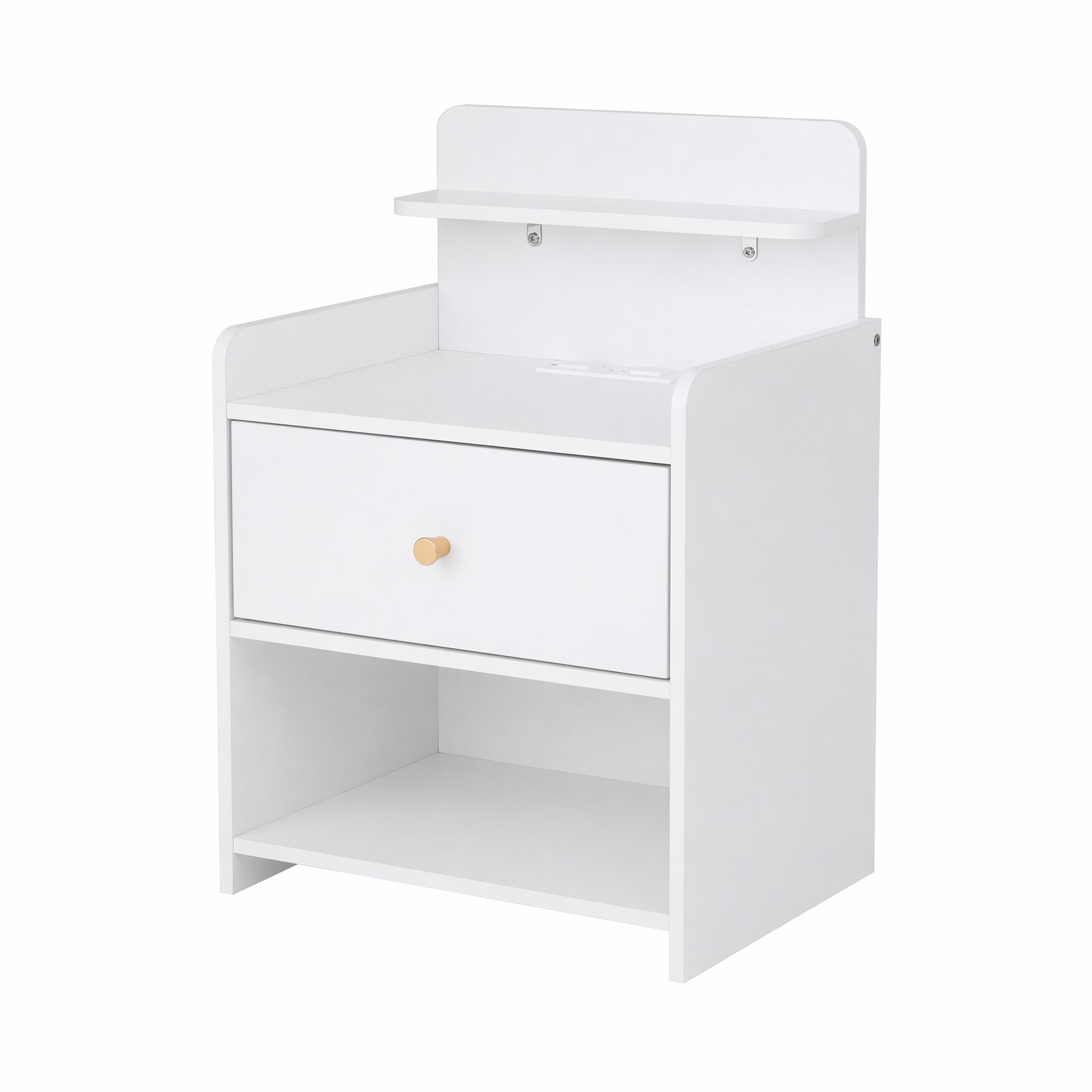 Artiss Bedside Table Drawer Charging Station White - Image 2