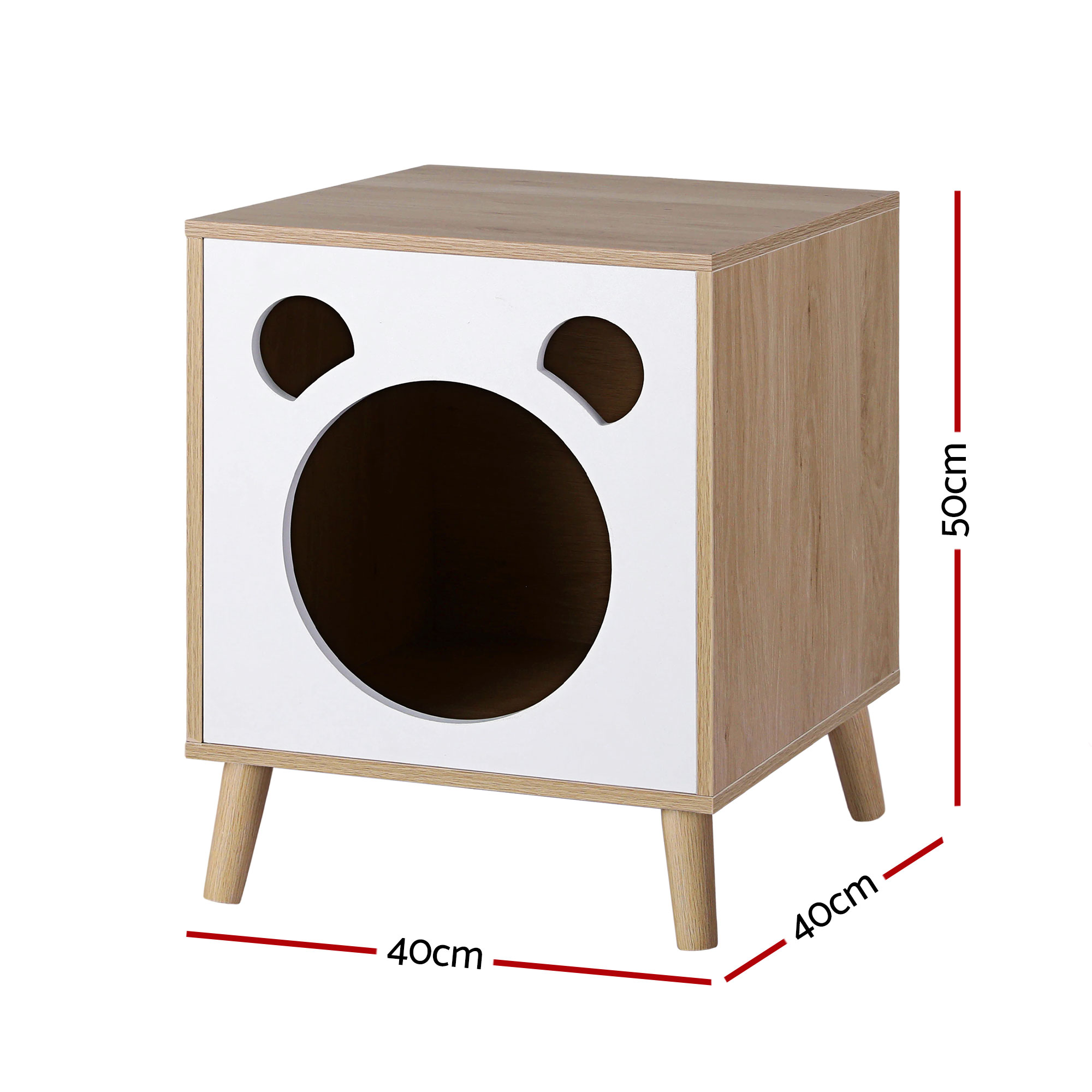 Artiss Cat Nest Bedside Table Solid Wood - Image 2