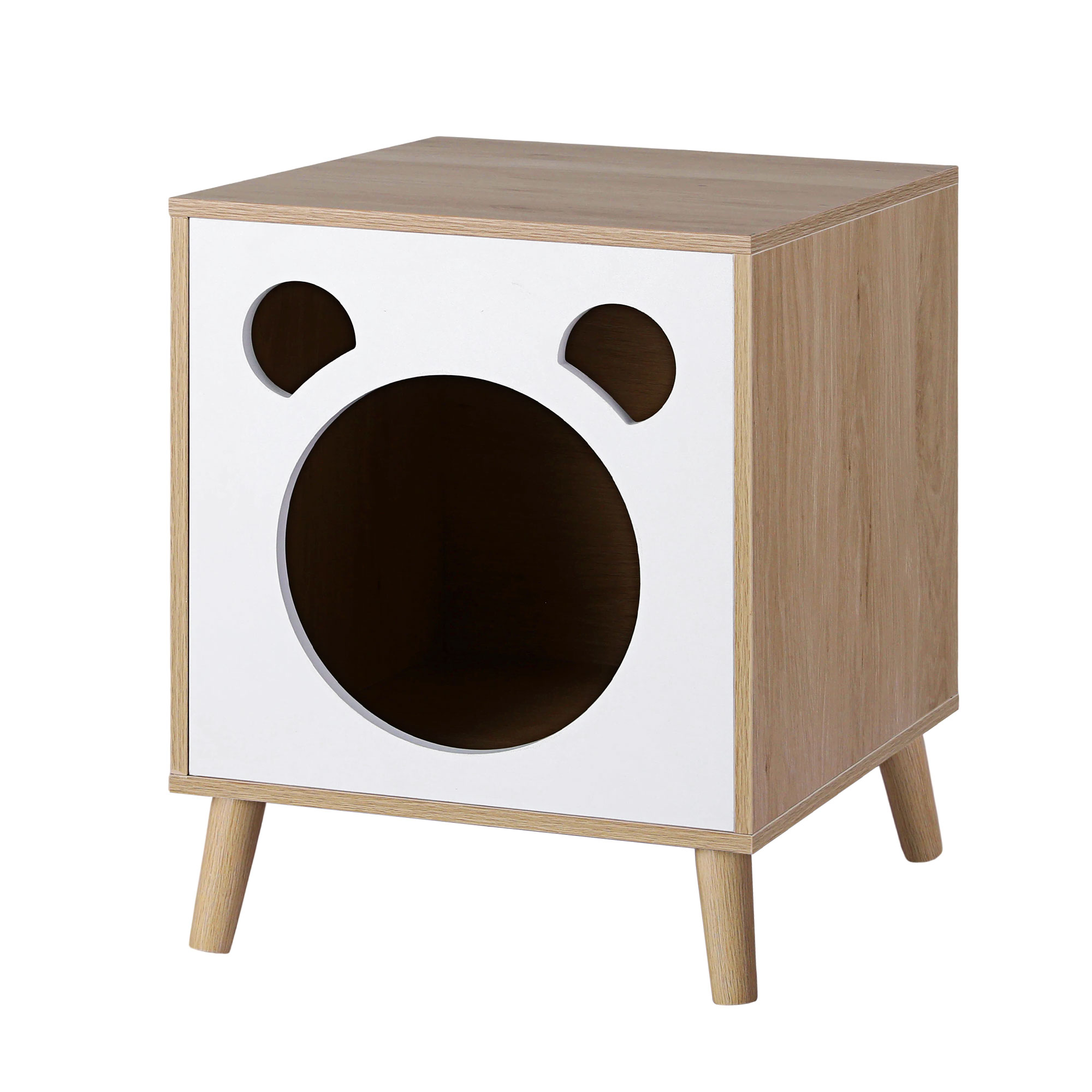 Artiss Cat Nest Bedside Table Solid Wood - Image 7