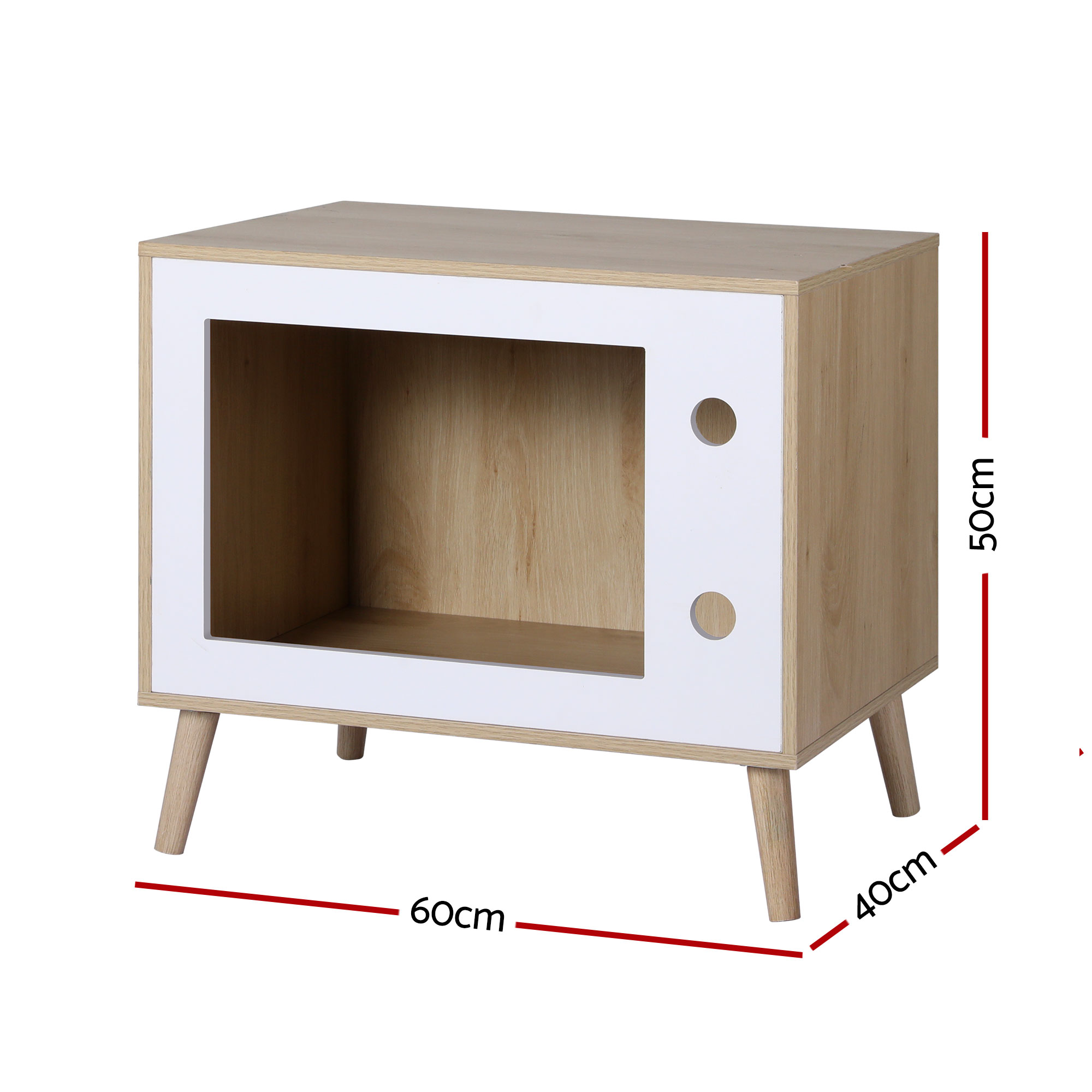 Artiss Cat Nest Bedside Table Solid Wood 60cm - Image 2