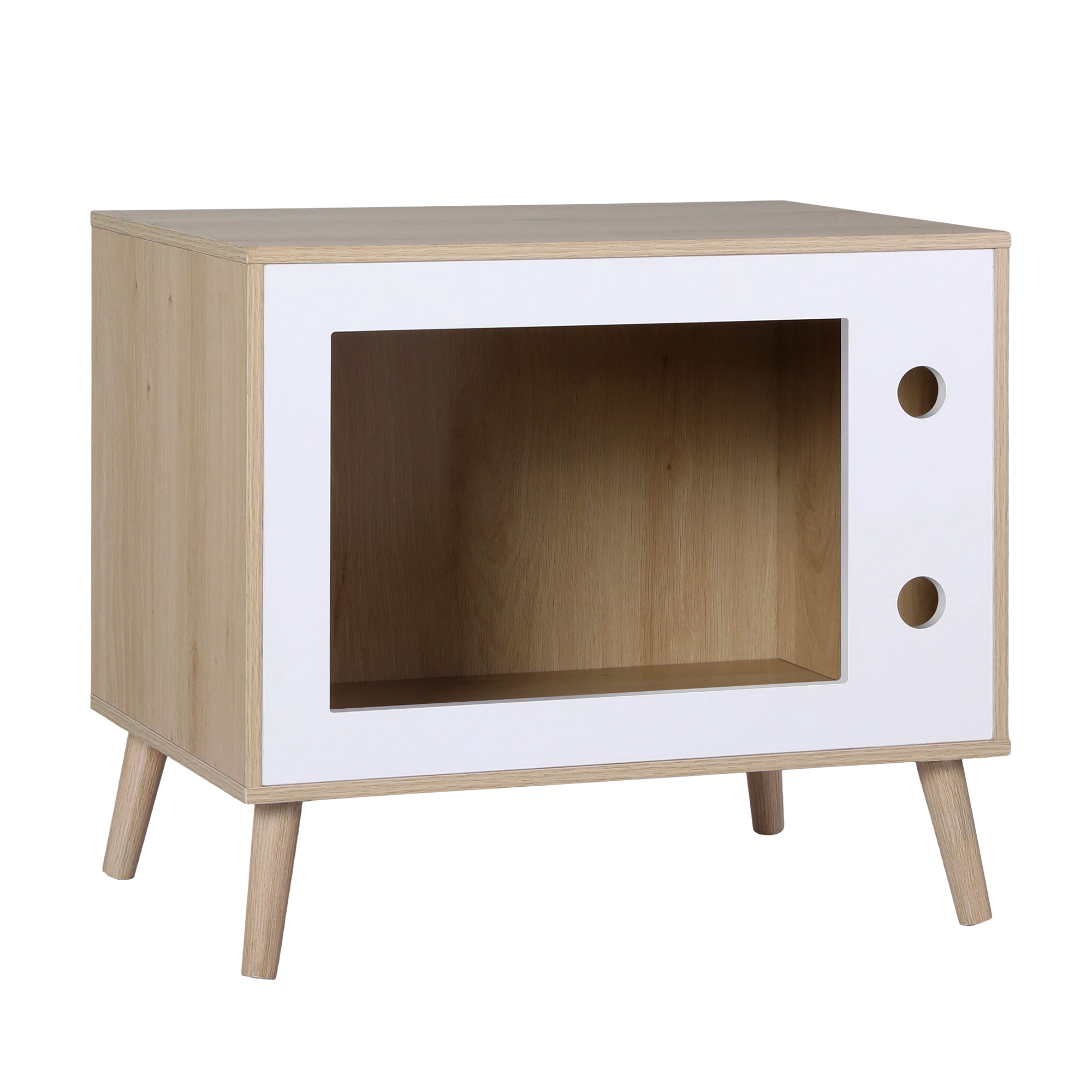 Artiss Cat Nest Bedside Table Solid Wood 60cm - Image 3