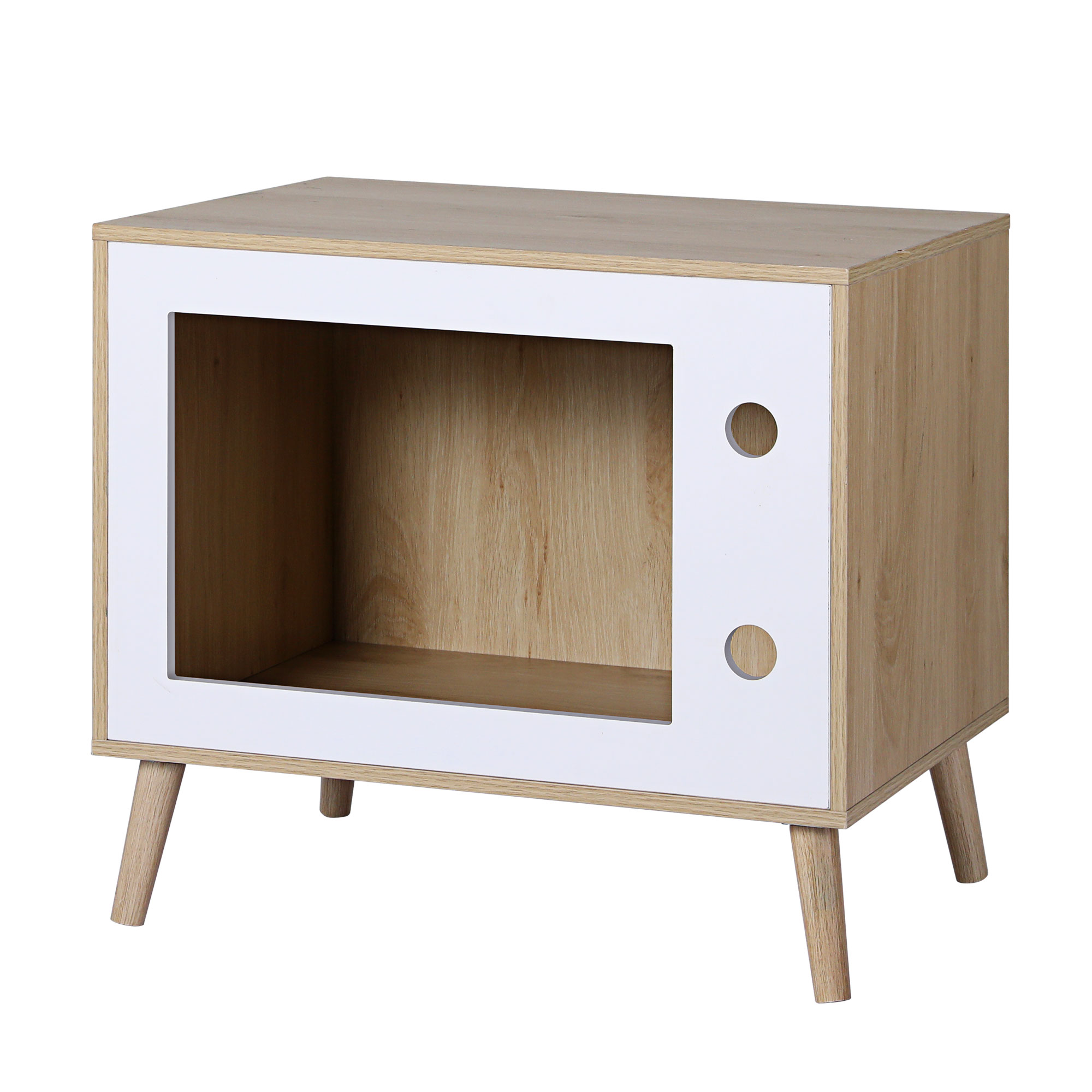 Artiss Cat Nest Bedside Table Solid Wood 60cm - Image 7