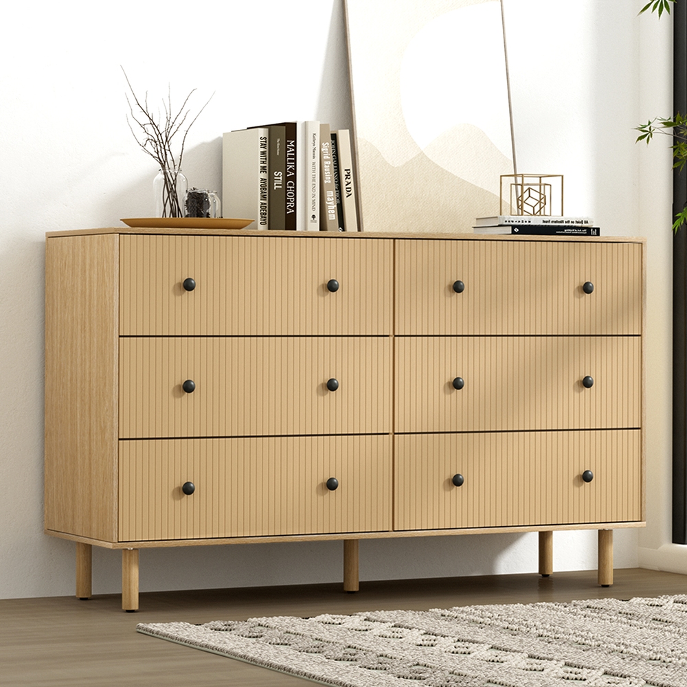Artiss 6 Chest of Drawers Tallboy Cabinet - RUTH Pine - Image 1