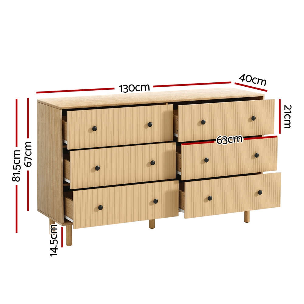 Artiss 6 Chest of Drawers Tallboy Cabinet - RUTH Pine - Image 4