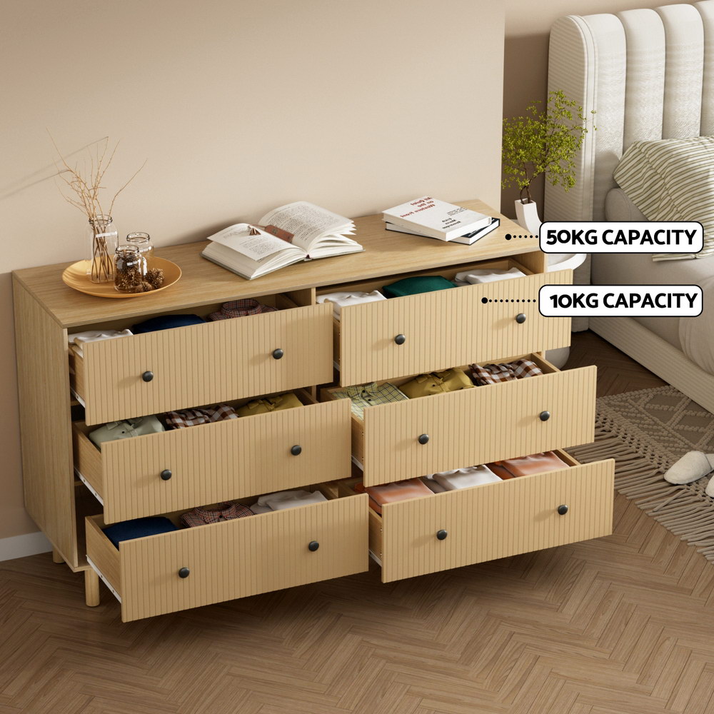 Artiss 6 Chest of Drawers Tallboy Cabinet - RUTH Pine - Image 7