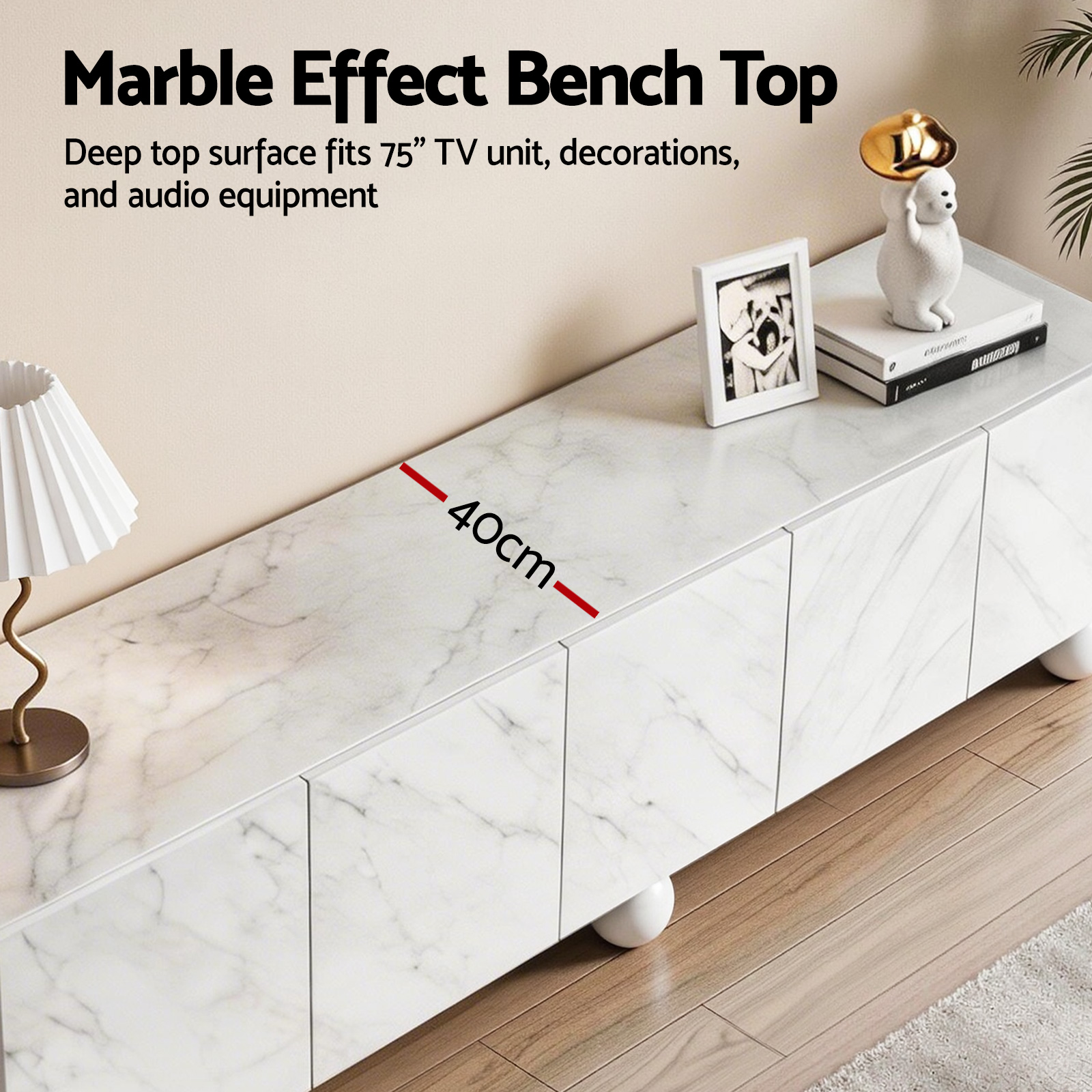 Artiss TV Unit Entertainment Unit Storage Cabinet 200cm White - Image 6