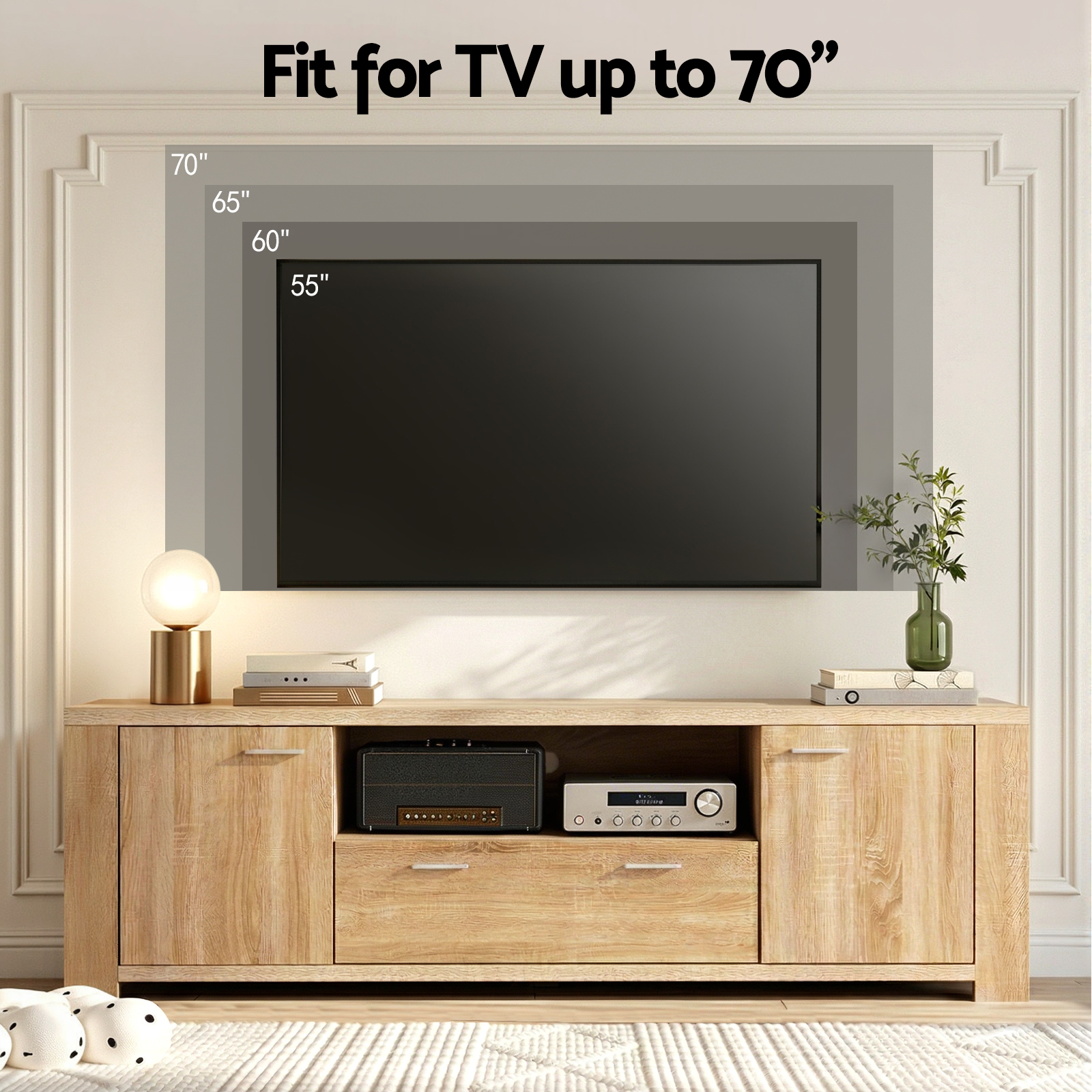 Artiss 180cm TV Unit Entertainment Unit Storage Drawer Cabinet Pine - Image 6