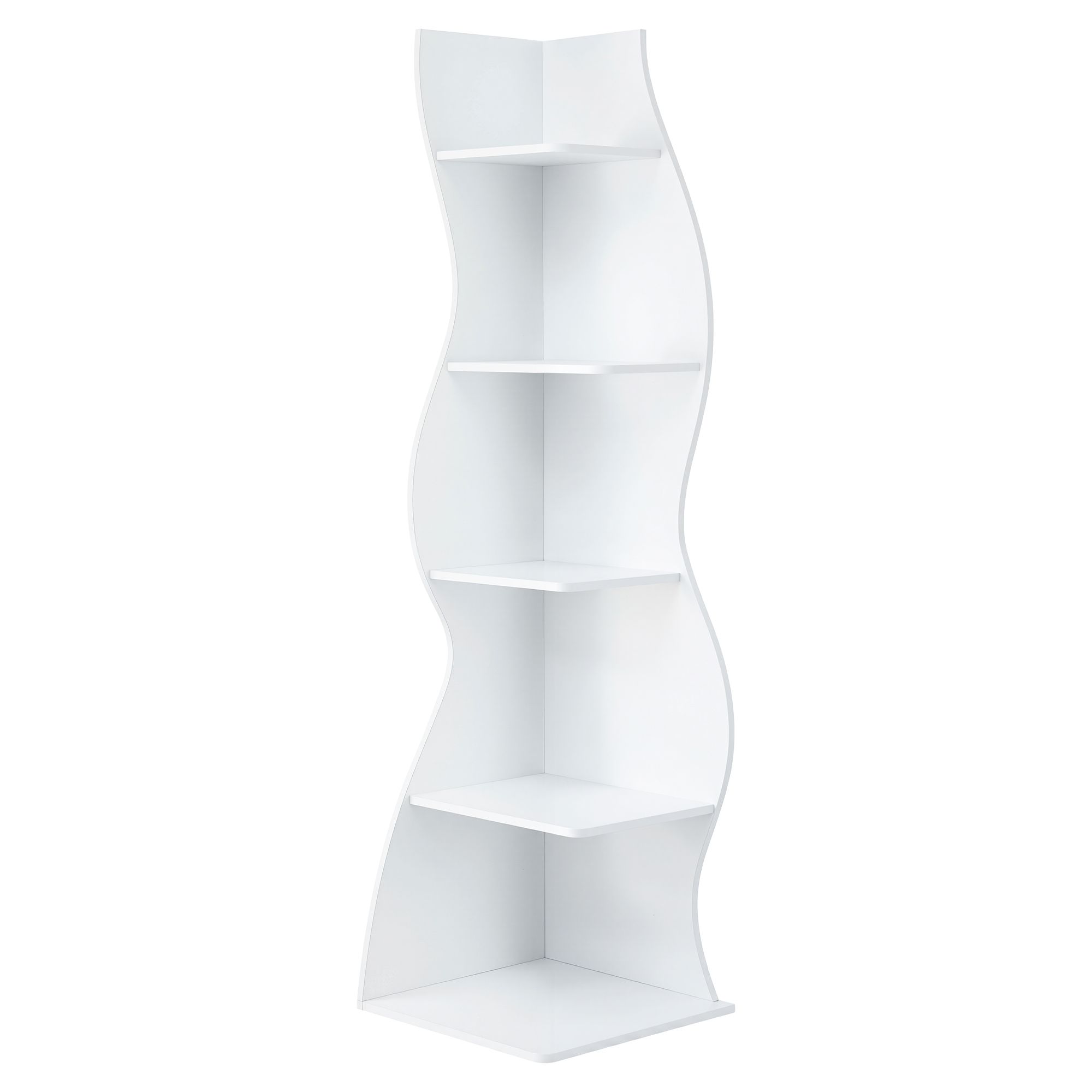 Artiss 5-Tier Bookshelf Corner Shelf S-shaped Storage Rack White - Image 4