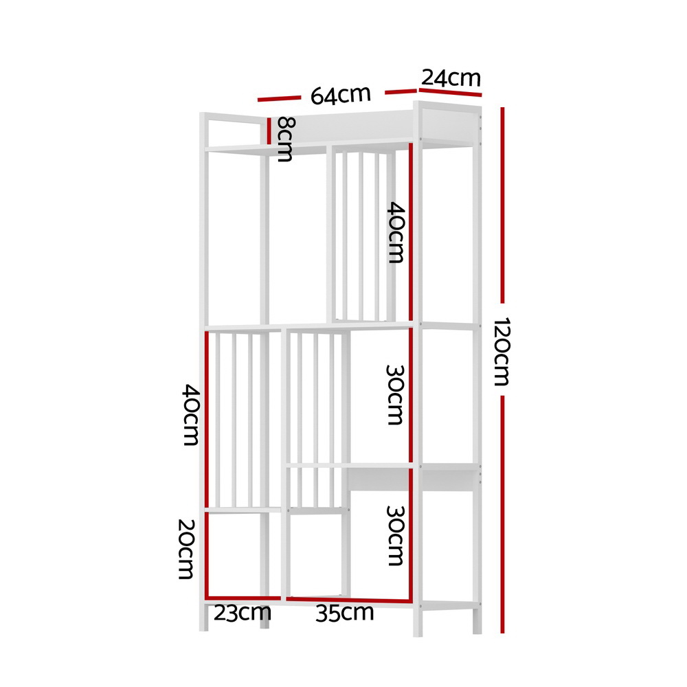 Artiss Bookshelf Display Shelves 5 Tiers 120cm White - Image 4