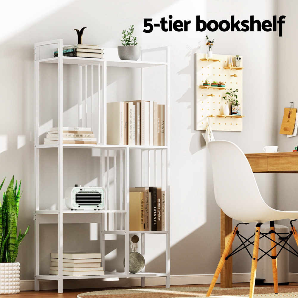 Artiss Bookshelf Display Shelves 5 Tiers 120cm White - Image 6