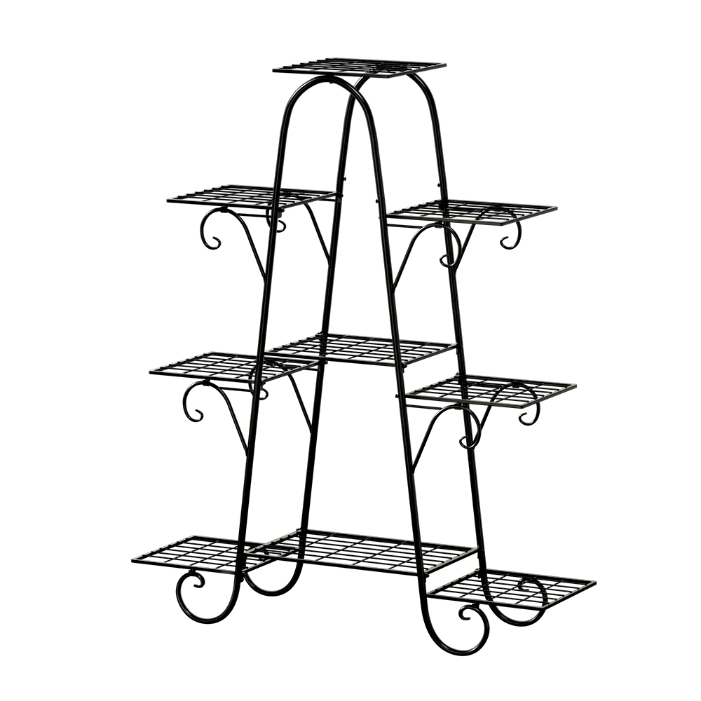 Artiss Plant Stand 9 Tier Metal Flower Pot Shelf Black - Image 1