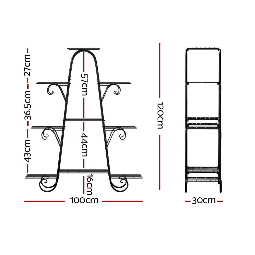 Artiss Plant Stand 9 Tier Metal Flower Pot Shelf Black - Image 2