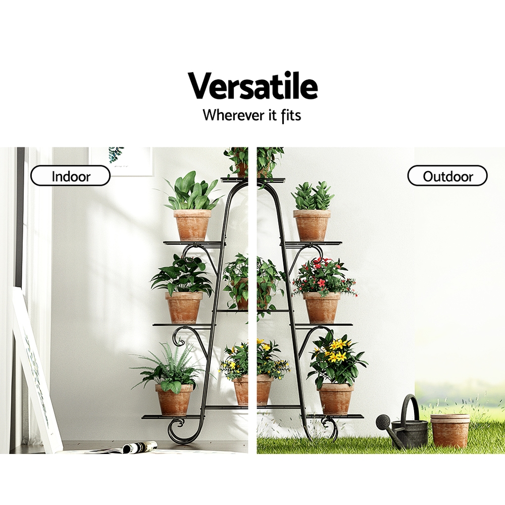 Artiss Plant Stand 9 Tier Metal Flower Pot Shelf Black - Image 6