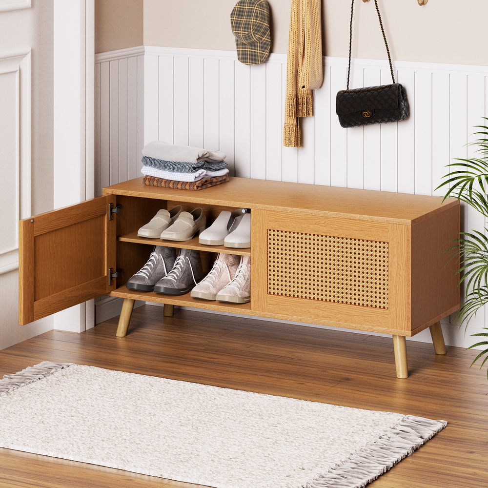 Artiss Shoe Rack Bench Up to 10 Pairs Rattan Starlyn - Image 1