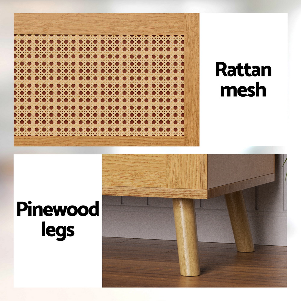 Artiss Shoe Rack Bench Up to 10 Pairs Rattan Starlyn - Image 5