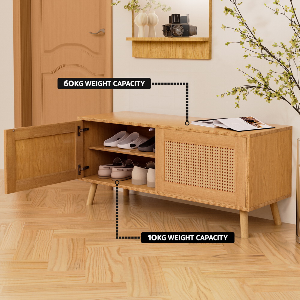 Artiss Shoe Rack Bench Up to 10 Pairs Rattan Starlyn - Image 6