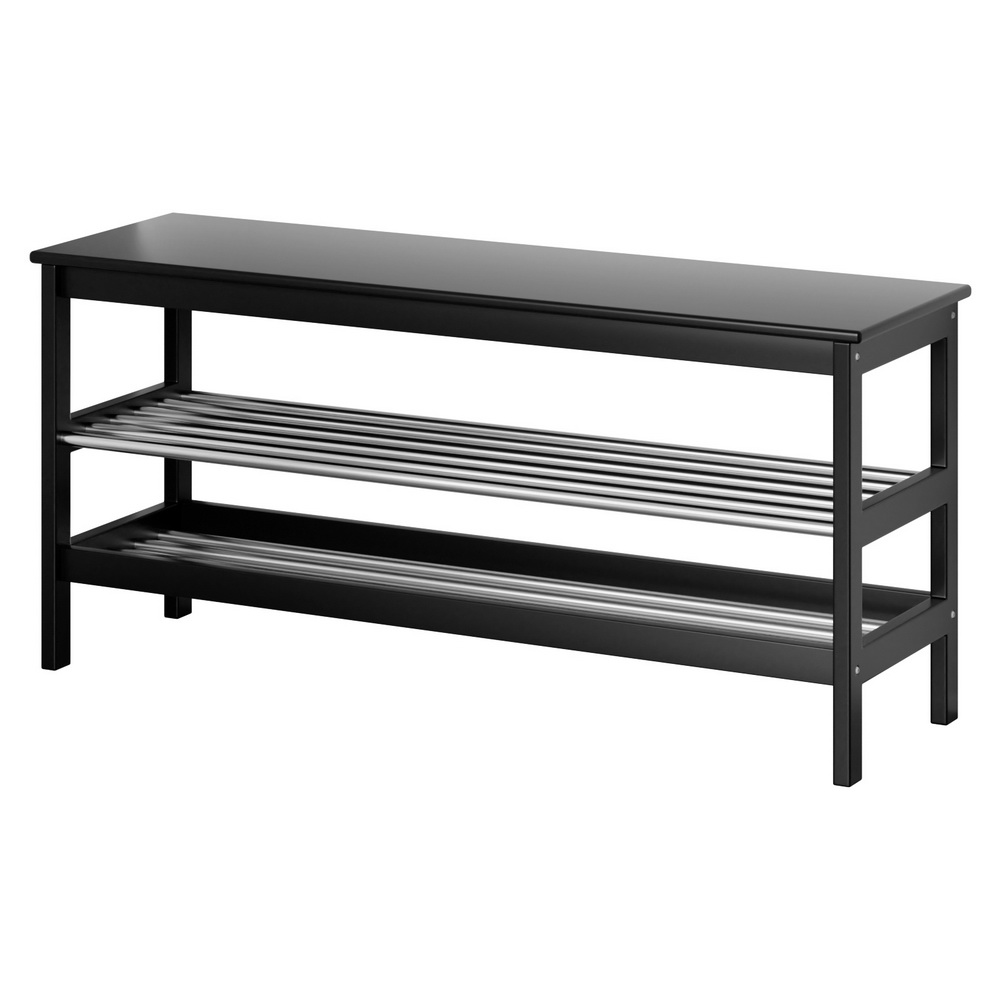 Artiss Shoe Rack Cabinet Bamboo Bench 10 Paris Black - Image 7
