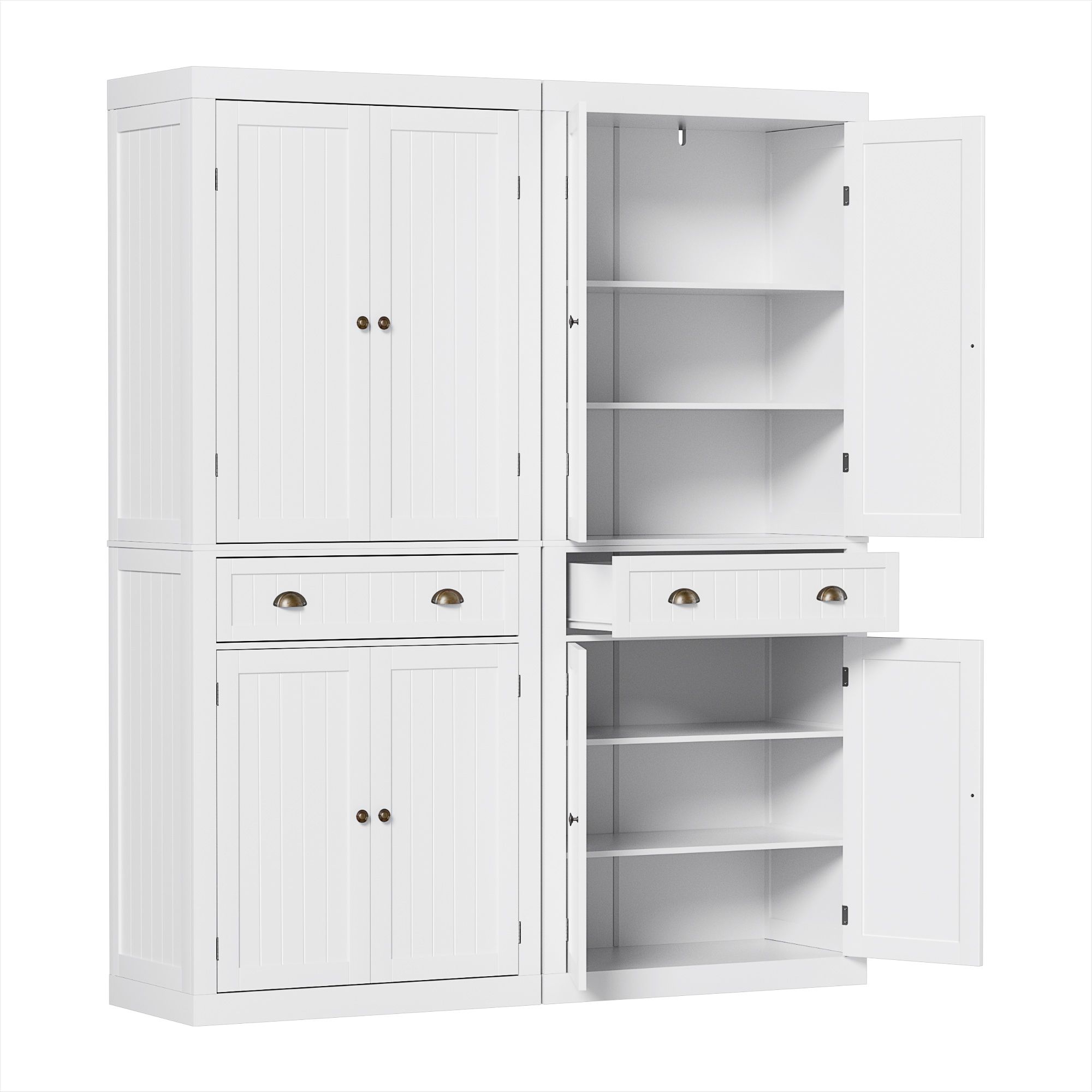 Artiss 2x Buffet Sideboard Cabinet 6-Tier Storage Pantry Cupboard Drawer White - Image 1