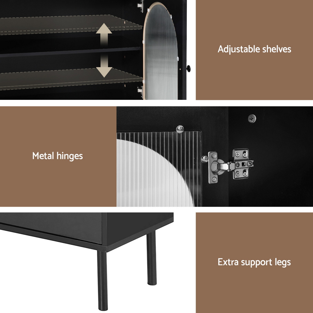 Artiss Buffet Sideboard Cupboard Cabinet Black - Image 7