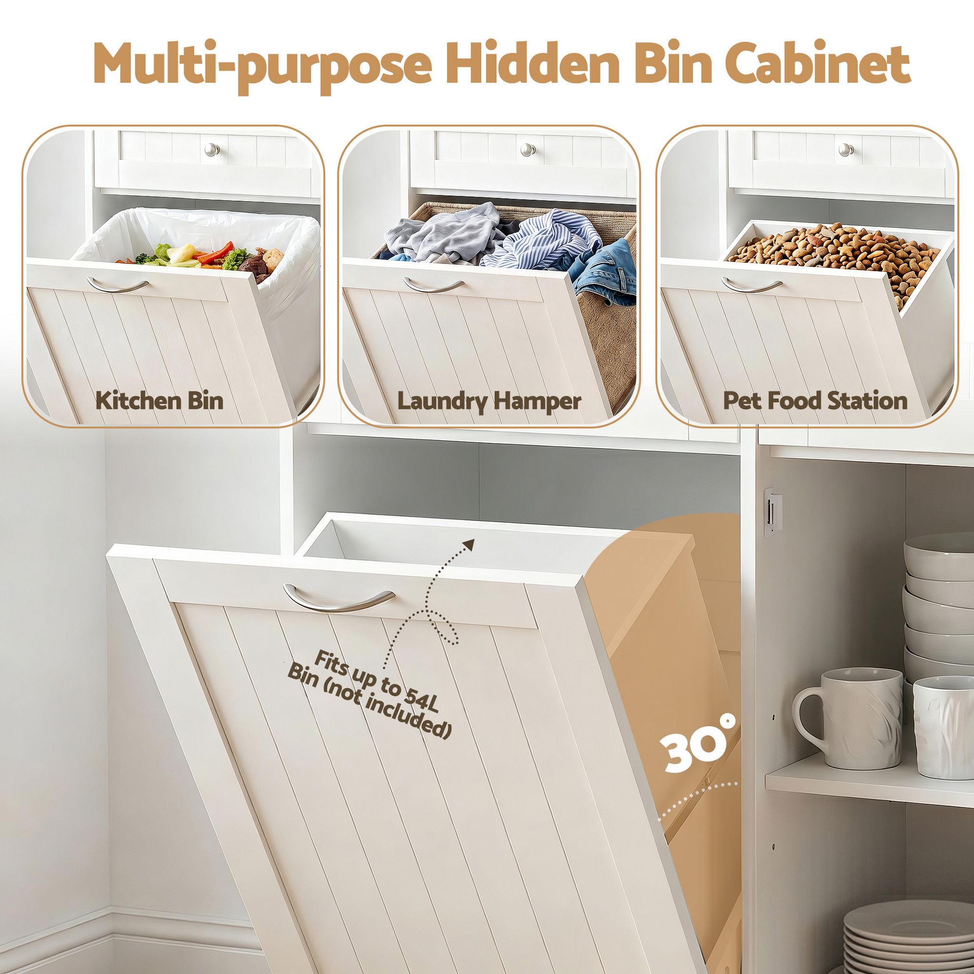 Artiss Buffet Sideboard Cabinet Kitchen Tilt Out Bin Holder Storage Cupboard - Image 6