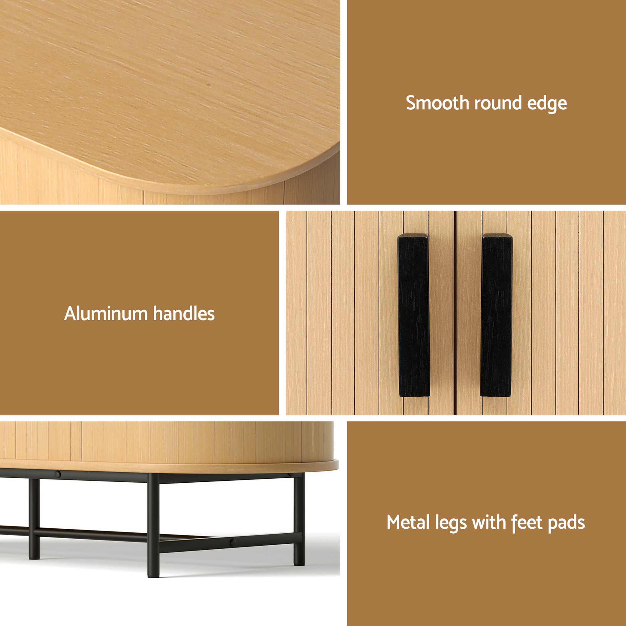 Artiss Buffet Sideboard Sliding Doors - PIIA Oak - Image 7