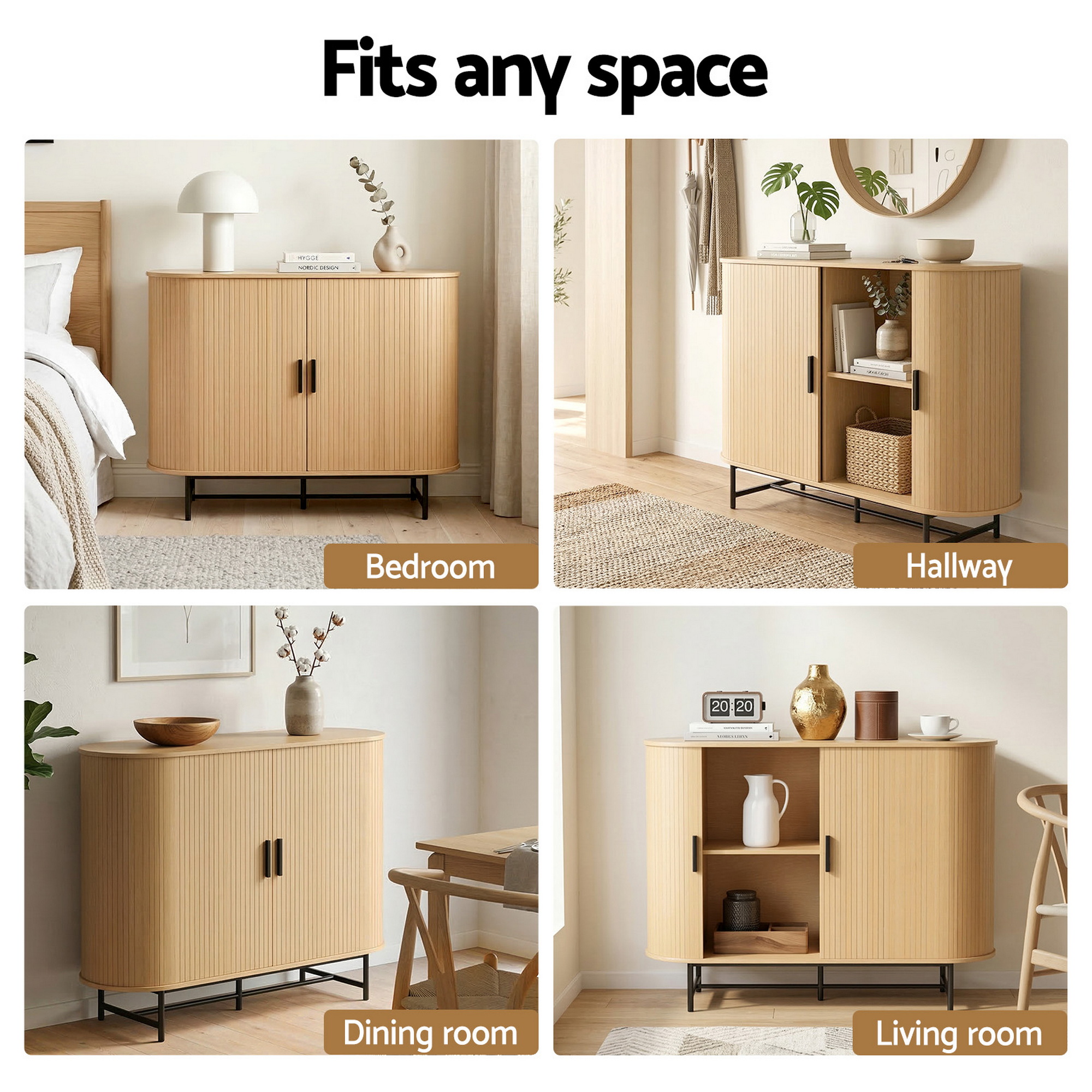 Artiss Buffet Sideboard Sliding Doors - PIIA Oak - Image 8