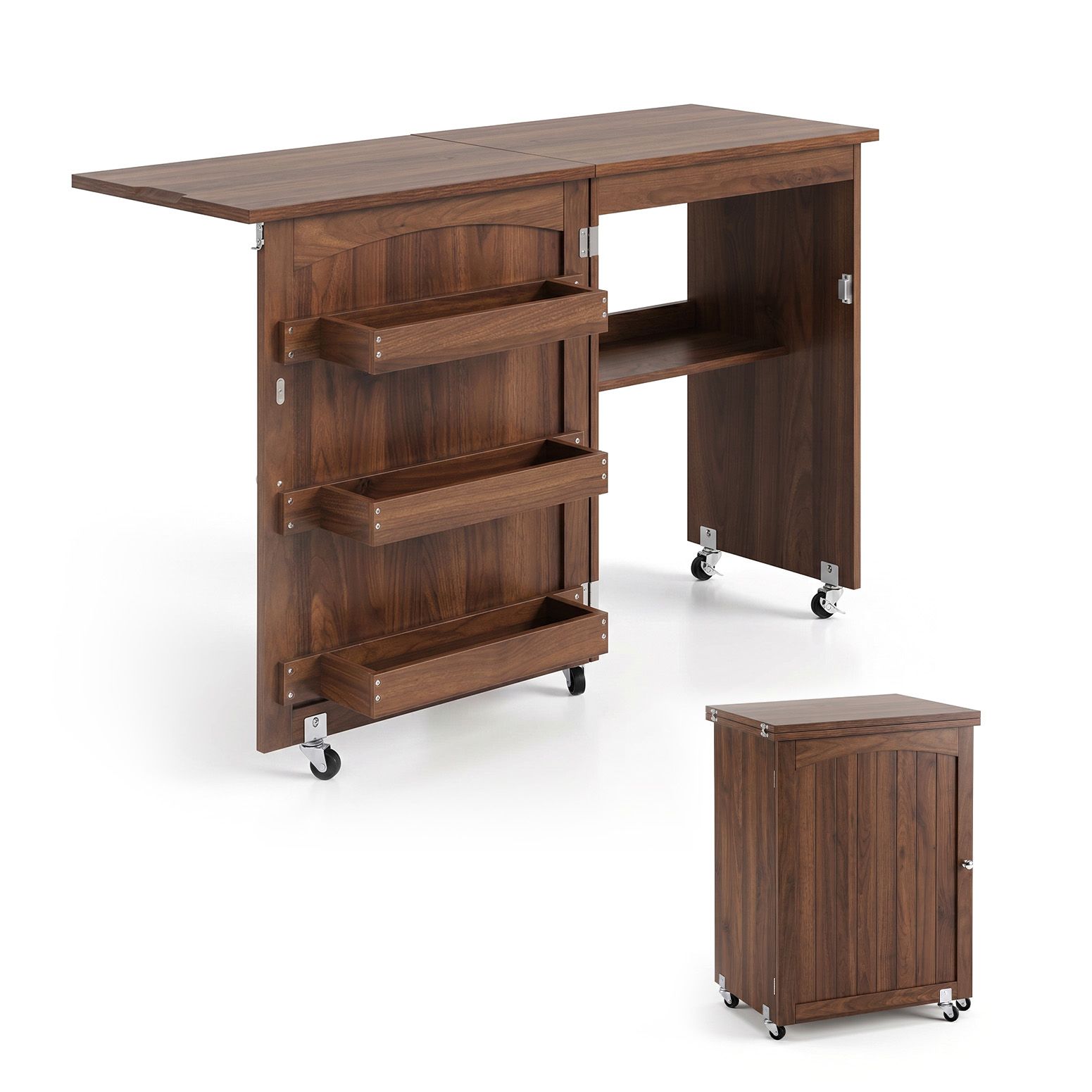 Artiss Folding Sewing Table Sewing Machine Desk Multi-functional Rolling Work Table Craft Station - Image 1